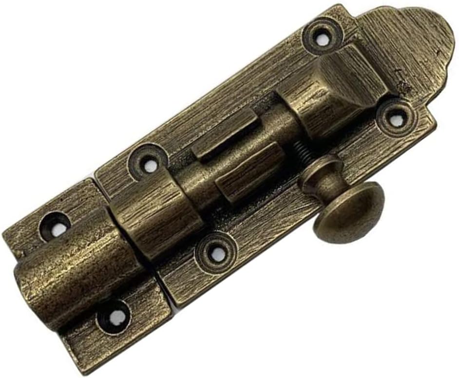 Chiloskit 4inch Solid Cast Brass Barrel Bolt Antique Brass Door Slide Latch Lock, Heavy Duty Gate Sliding Bolt Latch (Bronze)