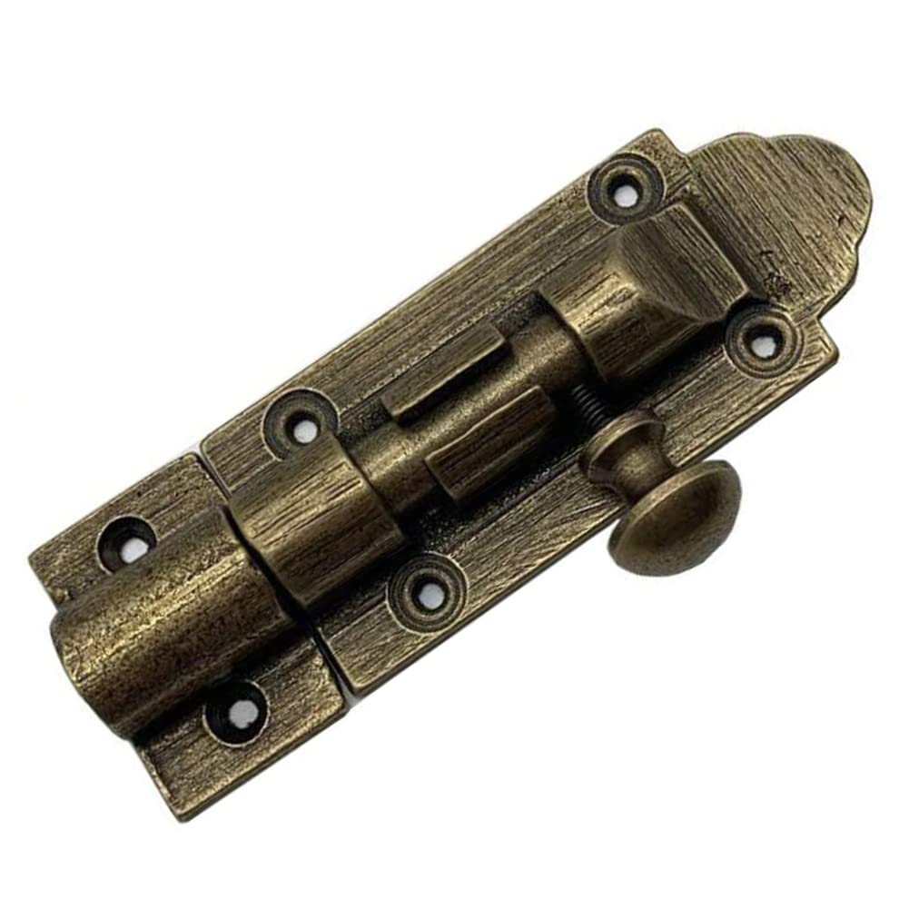 Chiloskit 4inch Solid Cast Brass Barrel Bolt Antique Brass Door Slide Latch Lock, Heavy Duty Gate Sliding Bolt Latch (Bronze)