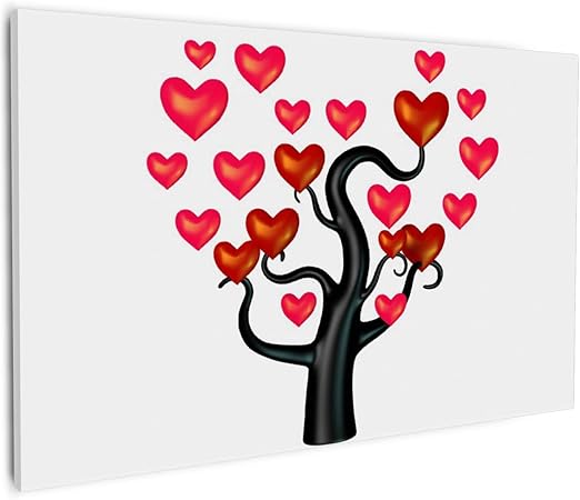 Wallario Leinwandbild Comic Baum mit Herzen - 60 x 90 cm in  Premium-Qualität: Brillante lichtechte Farben, hochauflösend, verzugsfrei:  Amazon.de: Küche & Haushalt