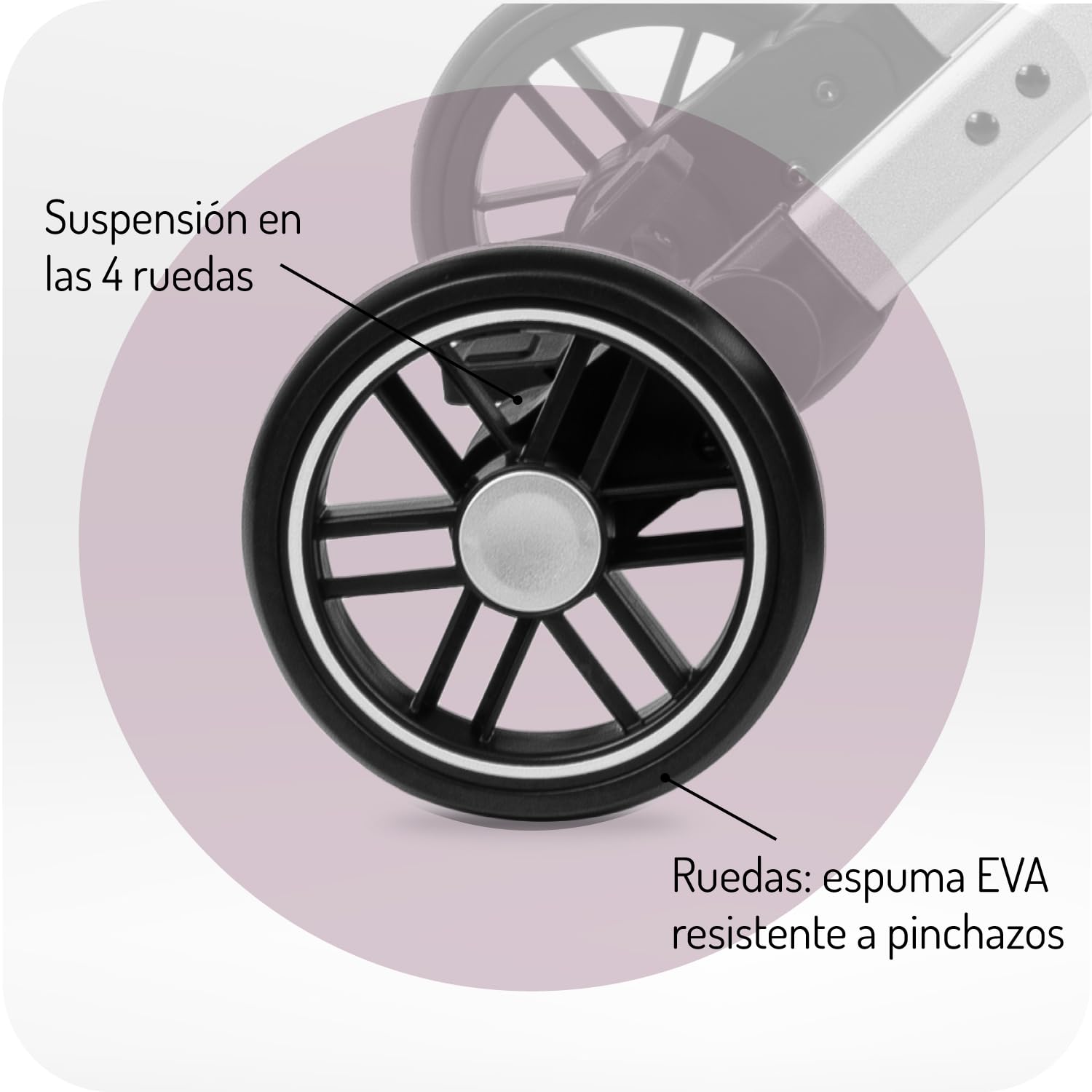 MoMi ESTELLE a partir de los 6 meses (hasta 15 kg), silla de paseo plegable con arnés de 5 puntos, cesta de la compra, barra telescópica, se mantiene de pie plegada