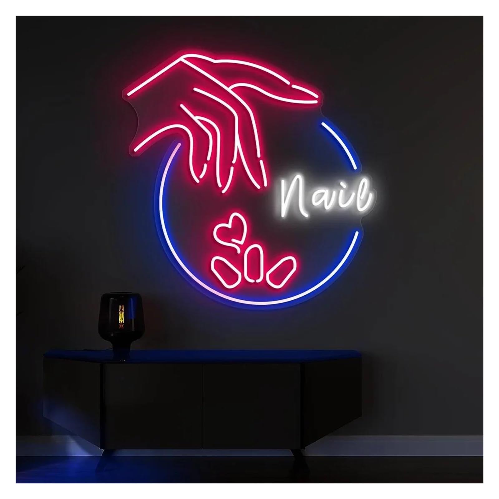 LEMST Signs Lamp Nail Salon Neon Signs, Suitable for Studio Shop Bedroom Wall Decor(A,37cmx40cm)