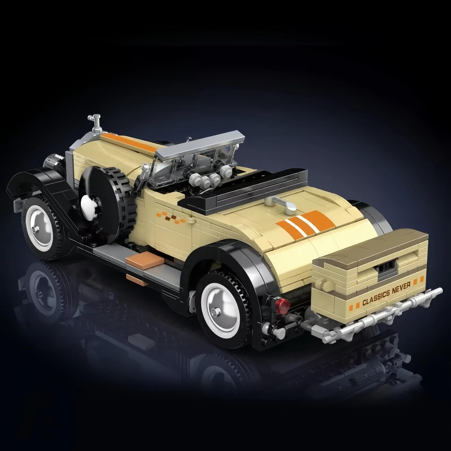 TRavesty Technology Classic Retro Building Block Set, 897 Pieces Pull-back Vintage Car Building Kit - Image 3