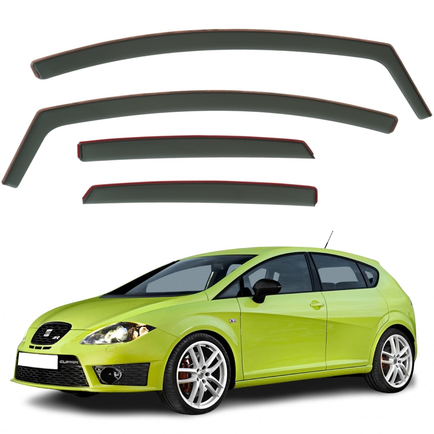 Juego de 4 deflectores de viento compatibles con Seat Leon/Cupra Leon 5 puertas Hatchback MK2 2006 2007 2008 2009 2010 2011 2012