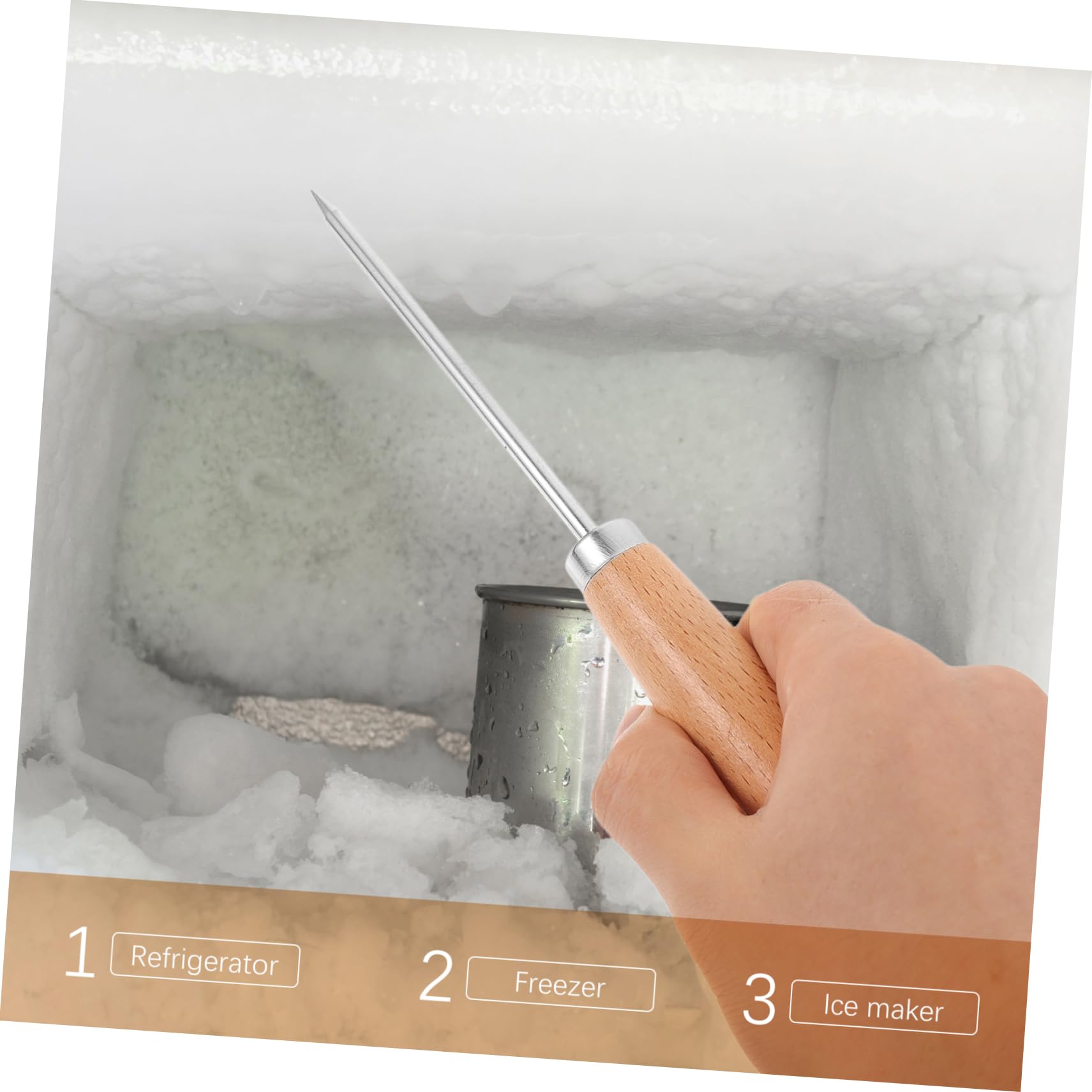 COLLBATH Ice Ice Crusher Tool Steel Wooden Handle for Kitchen Bartender Random Style