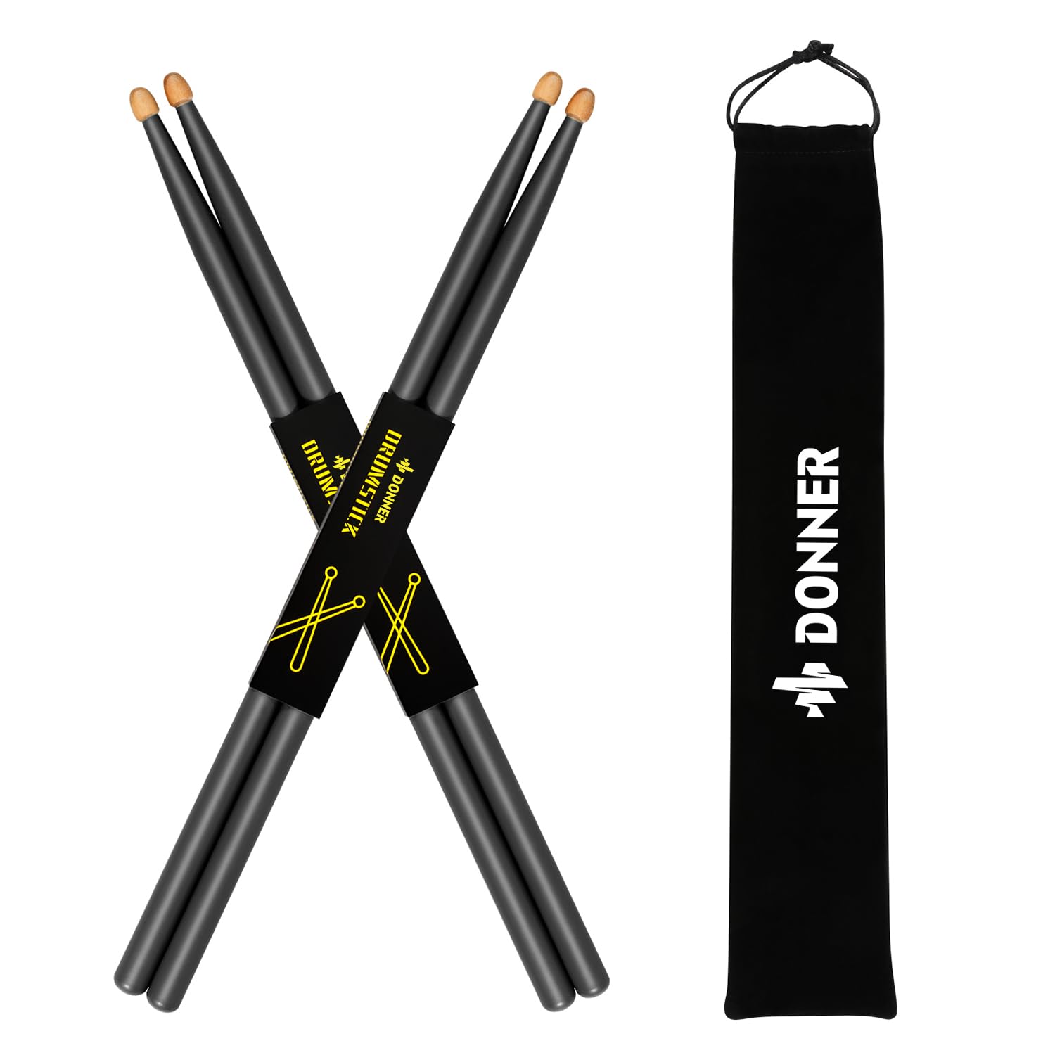 Bacchette Per Batteria Donner 7A - 2 Paia In Legno D'Acero Con Borsetta | Classic Maple Wood - Foto 11