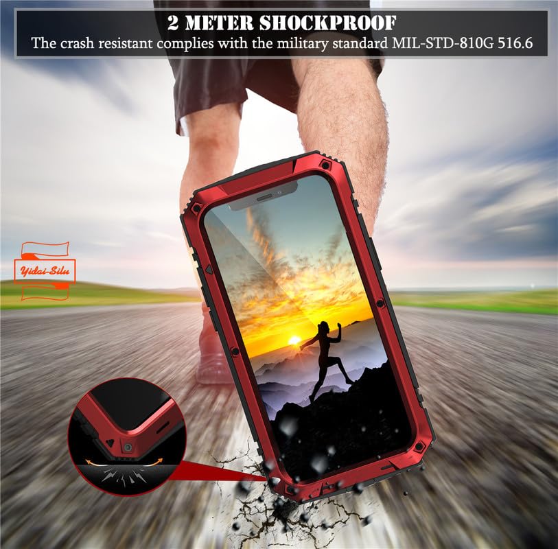 Funda para iPhone 17 Outdoor Funda 【IP-54 Zert. Resistente al agua, protección 360°】 Funda militar blindada 2 m resistente a los golpes funda de teléfono móvil para iPhone 17 – Rojo