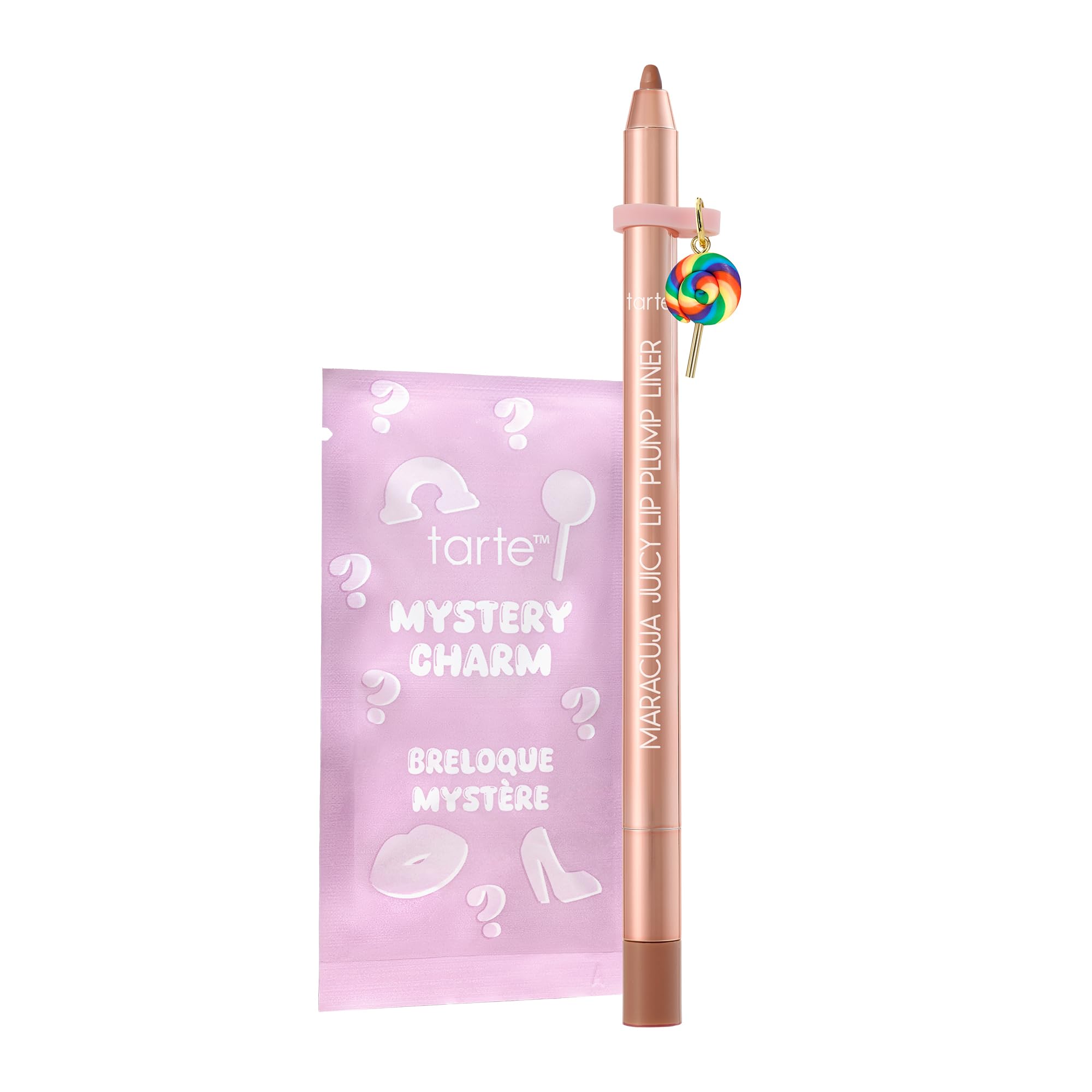 tarte maracuja juicy lip plump liner - Plumping Lip Liner with Hyaluronic Acid to Hydrate Lips, No-Needle Plumping Effect, Includes Mystery Charm, Vegan & Cruelty-Free, full size 0.02 Ounce (Pack of 1) caramel