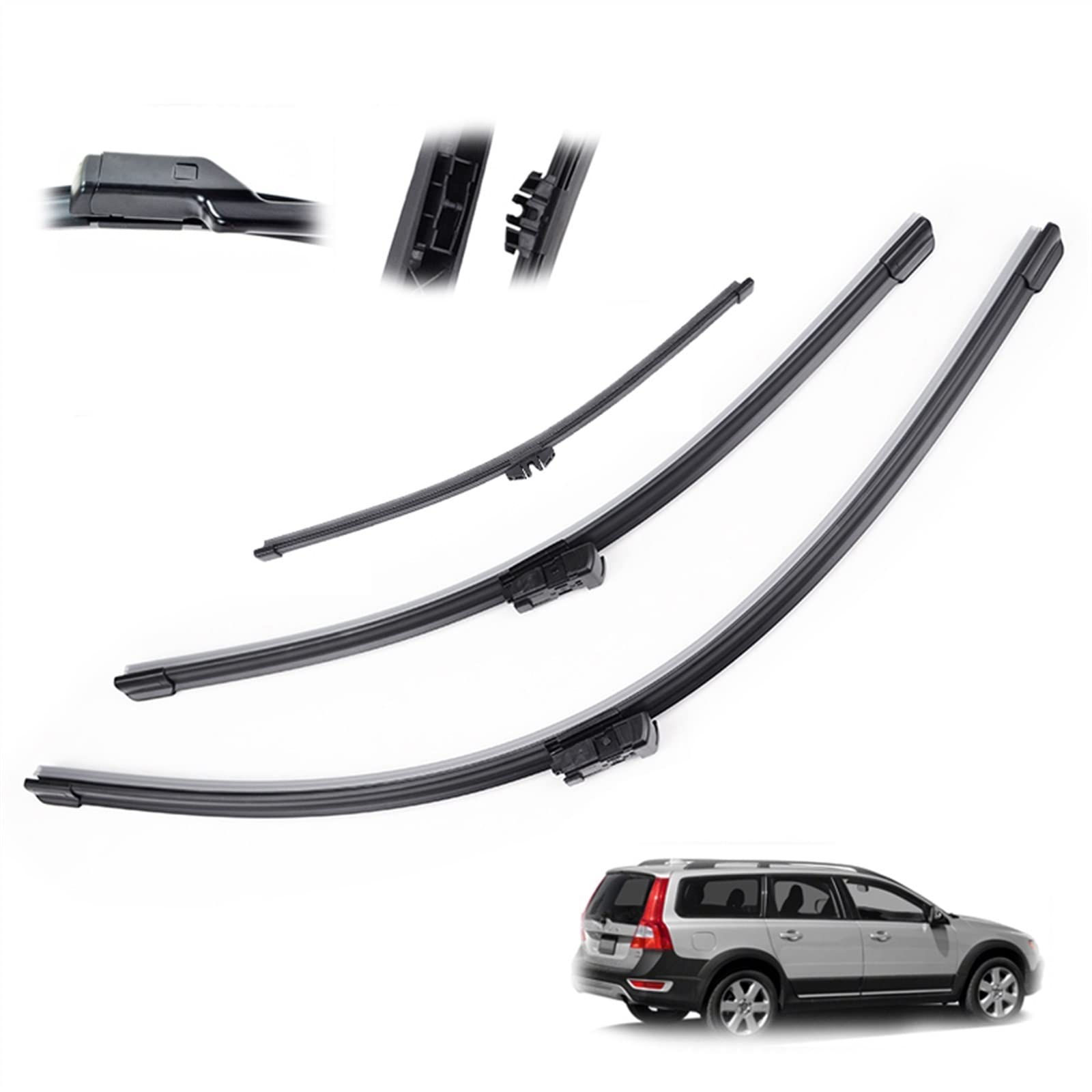 Set Tergicristalli Anteriori E Posteriore Per Volvo XC70 2008-2016 – 26”+20”+14”, Gomma Naturale, Silenziosi