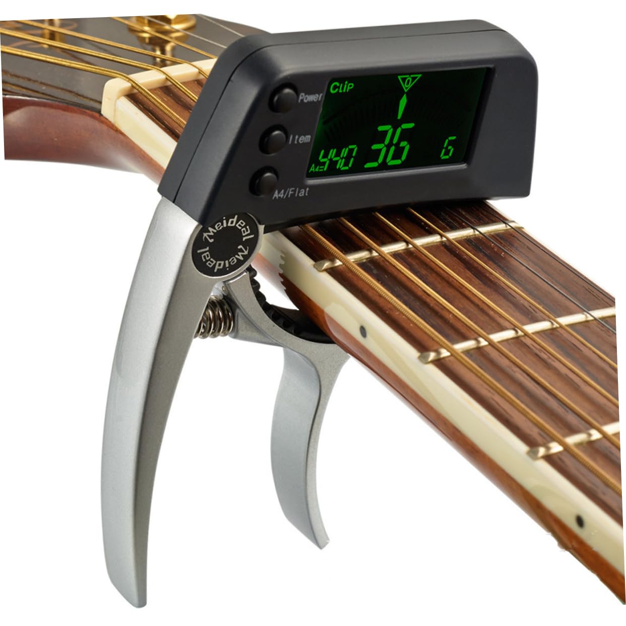 Toyvian 2stücke Elektronisches Stimmgerät Und Kapodaster Für Gitarre Ukulele Banjo Präziser Tuner Mit Lcd-display Und Analoger Anzeige Silber Hochsensibel Geeignet Für Akustik