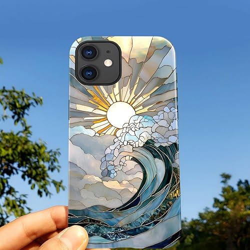 Miniatura 5 de Funda para iPhone 11, funda brillante para mujeres y niñas, funda protectora contra caídas y arañazos, puesta de sol en el océano