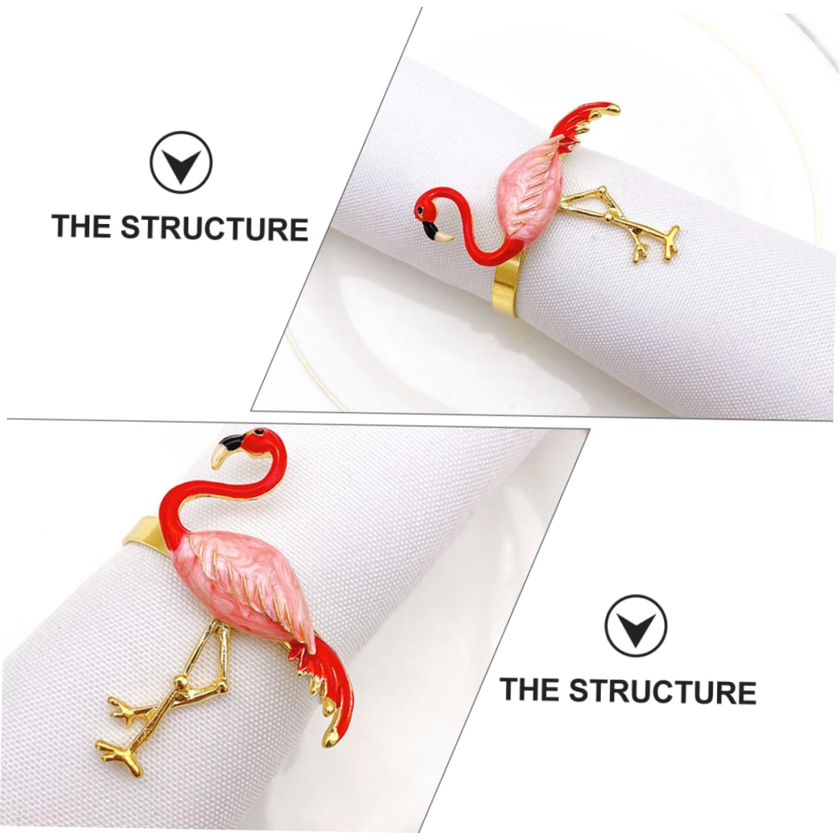 Flamingo Serviettenringe - 6 Stück Rosa Für Hawaii-Partys