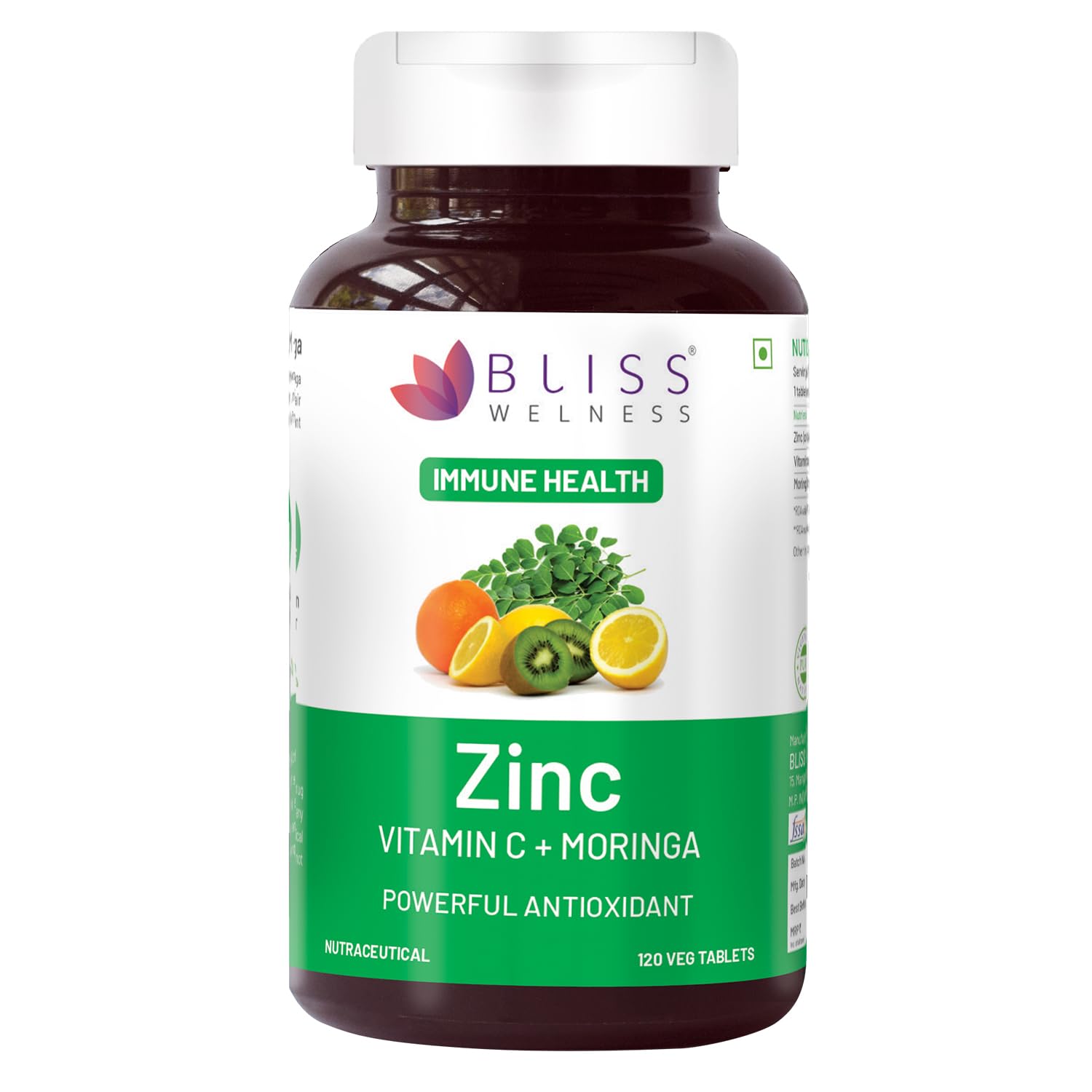 Immunity Booster Skin Glow | Vitamin C + Zinc Citrate + Moringa Extract | Immune Boost Antioxidant Supplement - 120 Veg Tablets