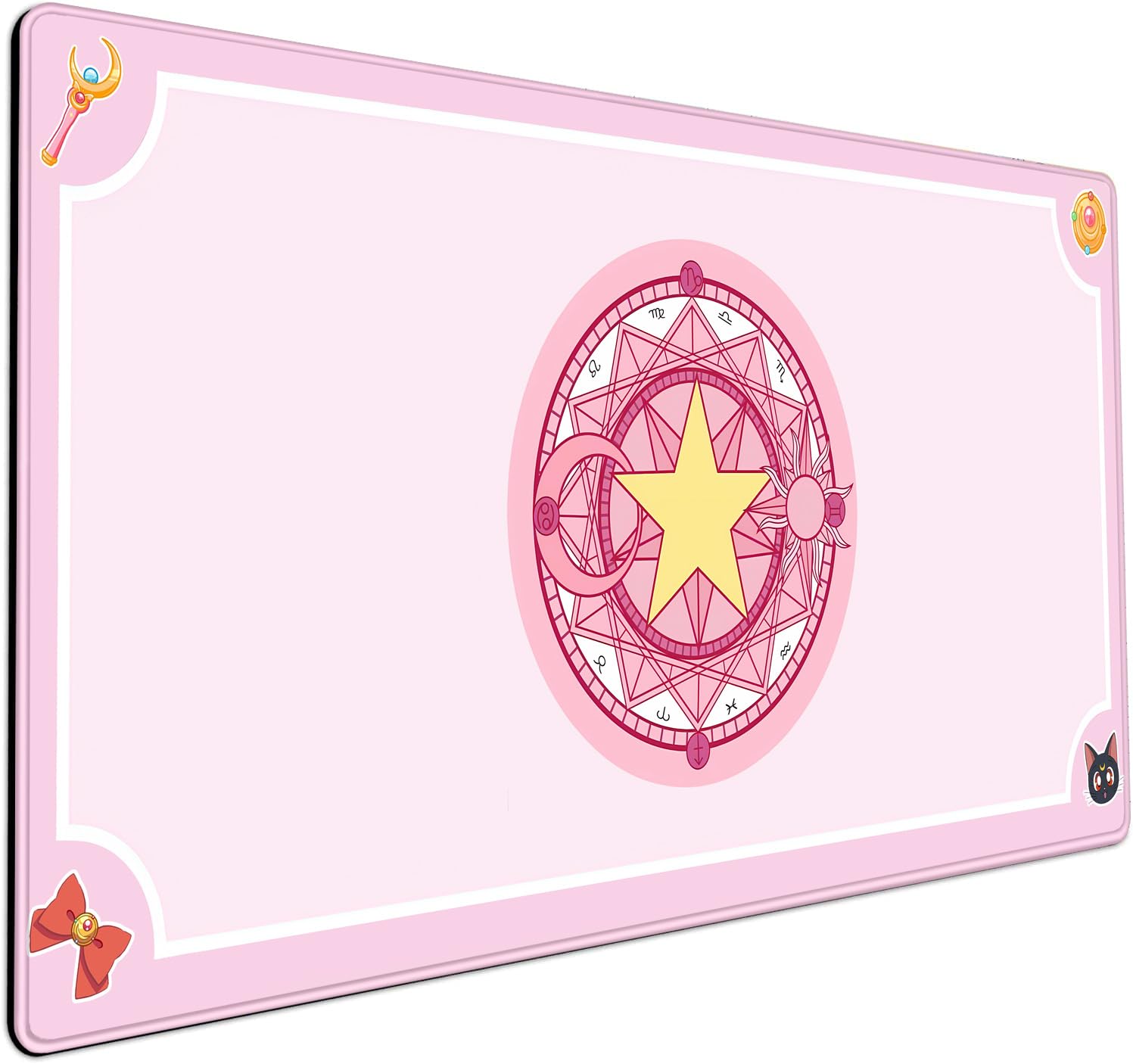 Pink Mouse Pad Anime Magical Circles Cute Desk Mat for Computer PC Laptop Girls Desk Accessories