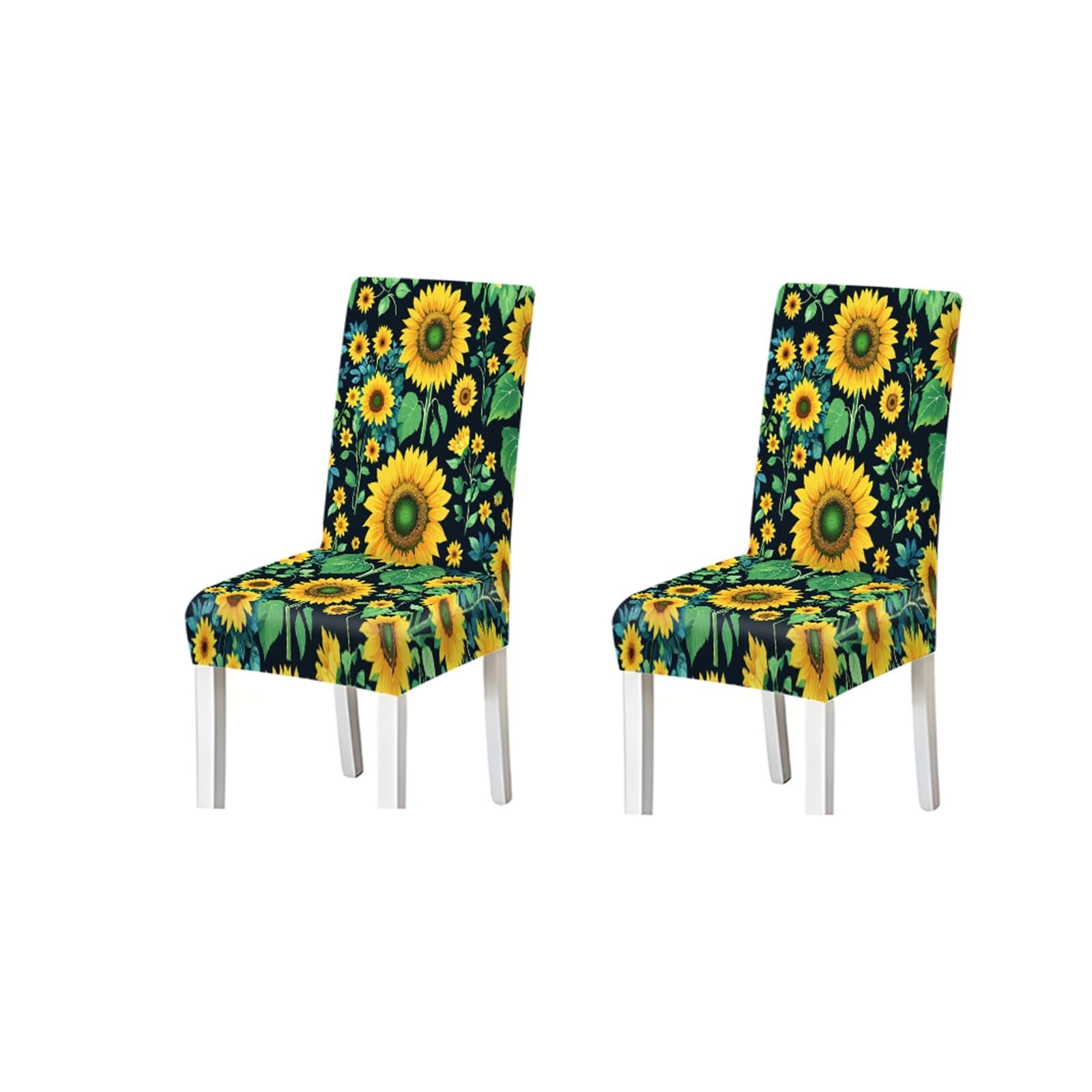 KXUAUV Sunflower Print Stretch Dining Chair Covers For Kitchen Dining Living Room Farmhouse, 2/4/6PCS Seat Protectors for Restaurant Hotel Party(2PCS Chair cover)