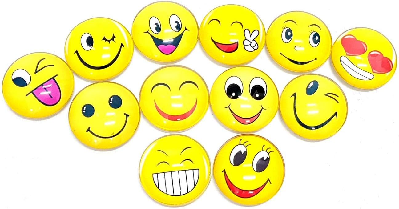 ARTCEmoji Dome Round shape Smile Face Expressions Fridge Magnet 12 piece