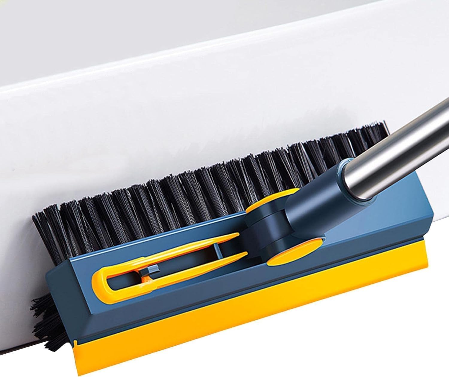 AIMERS Bathroom Cleaning Brush with Wiper, Long Handle, 180° Rotatable Floor Cleaner, 3 in 1 Tiles Scrubber for Household, Bathroom Cleaning Brush, Floor Scrubber, Bathroom Gadgets, and Supplies