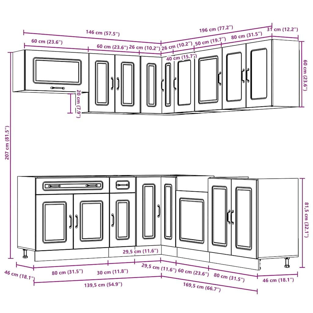 11-TLG Küchenzeile Kalmar Hochglanz-Weiß Küchenschrank Set | Modulares Küchenmöbel Set für Küche und Essbereich aus robustem Holzwerkstoff mit viel Stauraum.