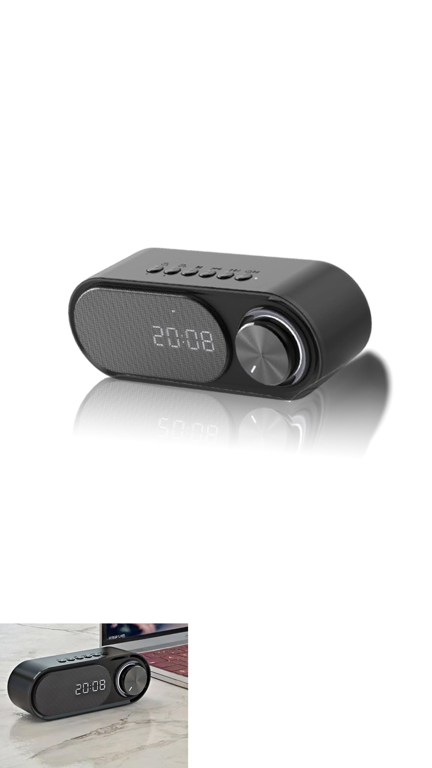 Bluetooth Speaker: 360° Stereo Sound, Super Bass, Built-in Alarm Clock, LED Display, Night Light, AUX & USB Recharge - for Travel & Outdoors