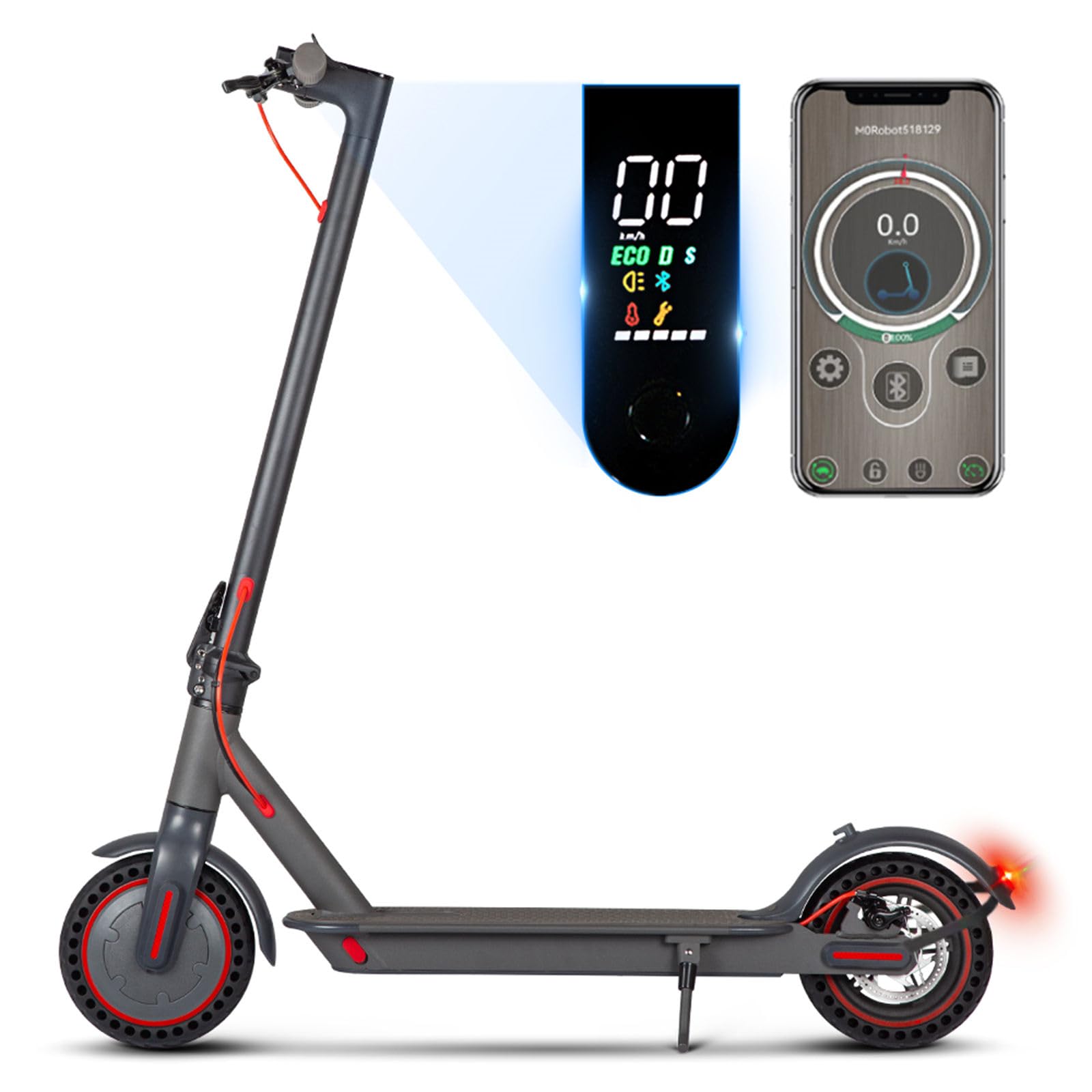 Tigoten Electric Scooter for Adults Teens - 350W Adult Electric Scooters Up to 19Mph,19-21Miles Range Electric Scooters with App Control,8.5''Tires Foldable Adults Electric Scooter Commuting (Black)