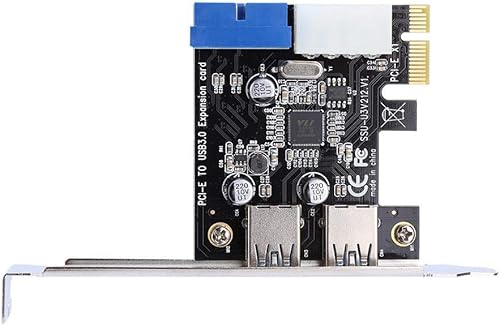 Diyeeni Tarjeta de expansión PCIE a USB 3.0 de 2 puertos, tarjeta de puerto USB, tarjeta USB PCIe con conector interno de 20 pines, sin necesidad de