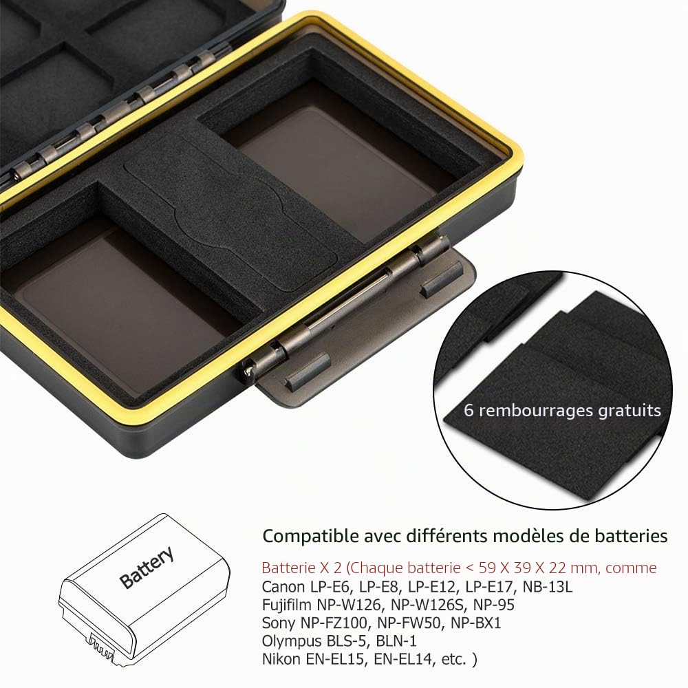 JJC XQD Porte-Cartes pour 3 Cartes XQD CFexpress B avec 2 emplacements pour Batterie d'appareil Photo pour Nikon EN-EL15 EN-EL15a EN-EL15b sur Z9 Z6 Z7 D850 D7500 D810A D810 D800 D750 D7200