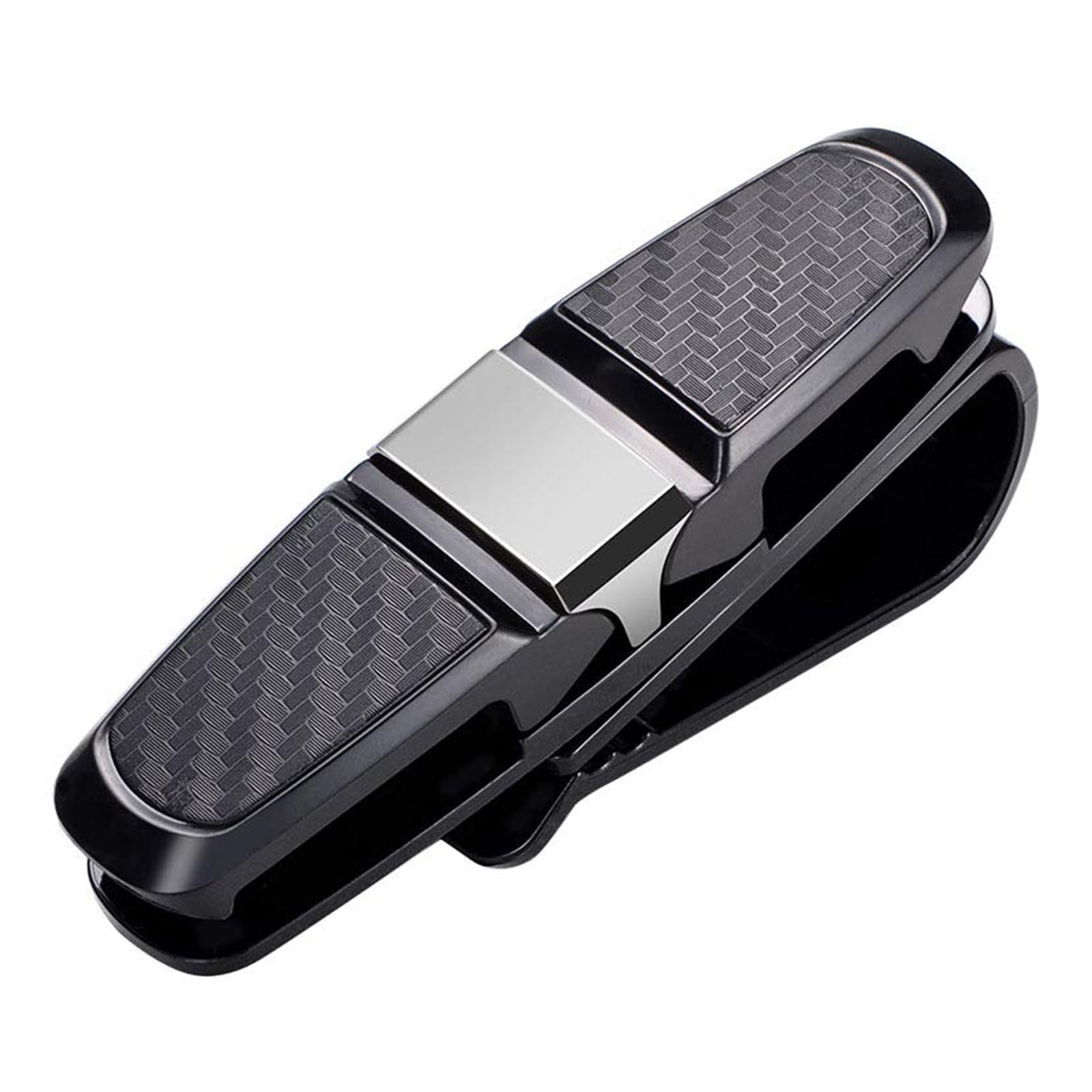 Glasses Holder for Car Sun Visor, 180 Degree Rotatable and Built-in Sponge Sun-Glasses Mount Car with Double-Ended Clips and Ticket Card Clip Black