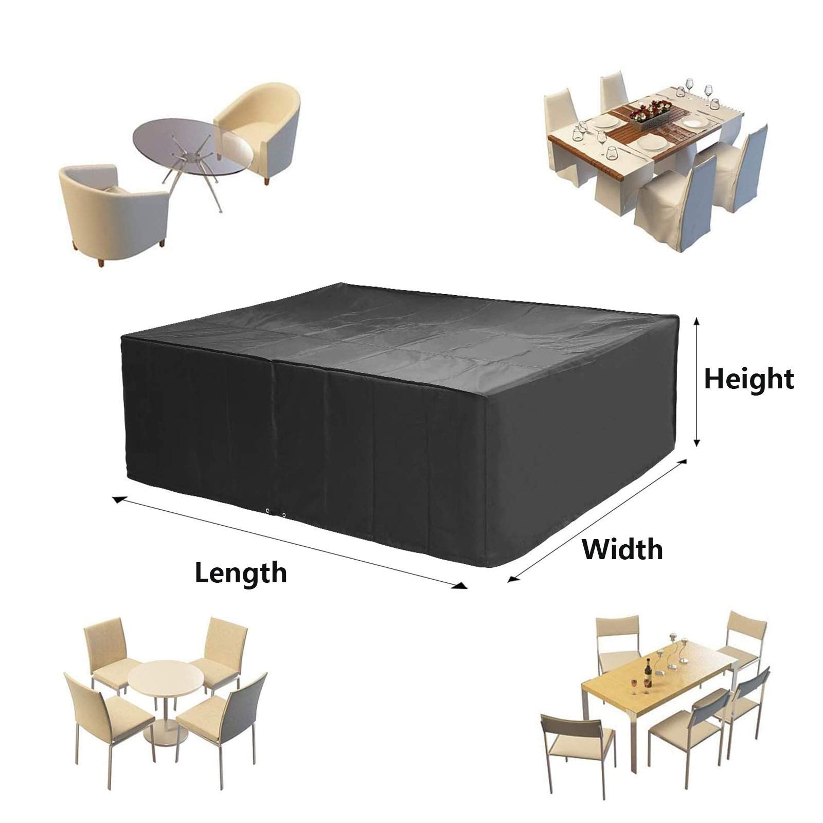 Fodere per mobili da Giardino 220x220x85cm, Copertura per mobili da Giardino, 420D Resistente Tessuto Oxford Antivento Impermeabile Anti-AV Cubo Copritavolo da Esterno