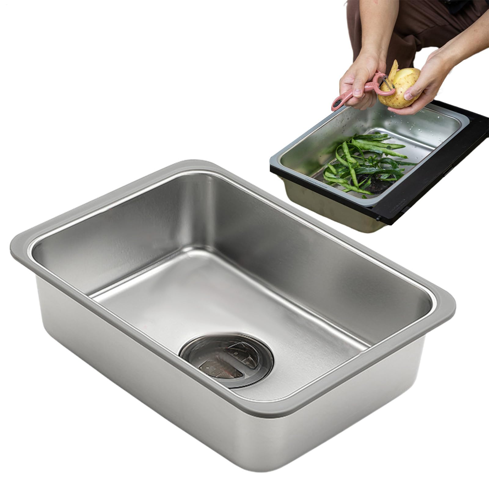 Évier de camping de plein air en inox pour cuisine de terrasse et balcon