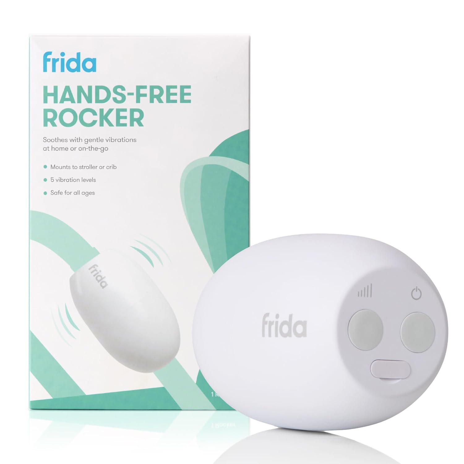 Frida Baby Hands-Free Stroller Rocker Device with 5 Vibration Levels, Universal Stroller Accessories, Rechargeable Portable Rocker for Cribs & Strollers, Water-Resistant Baby Soother