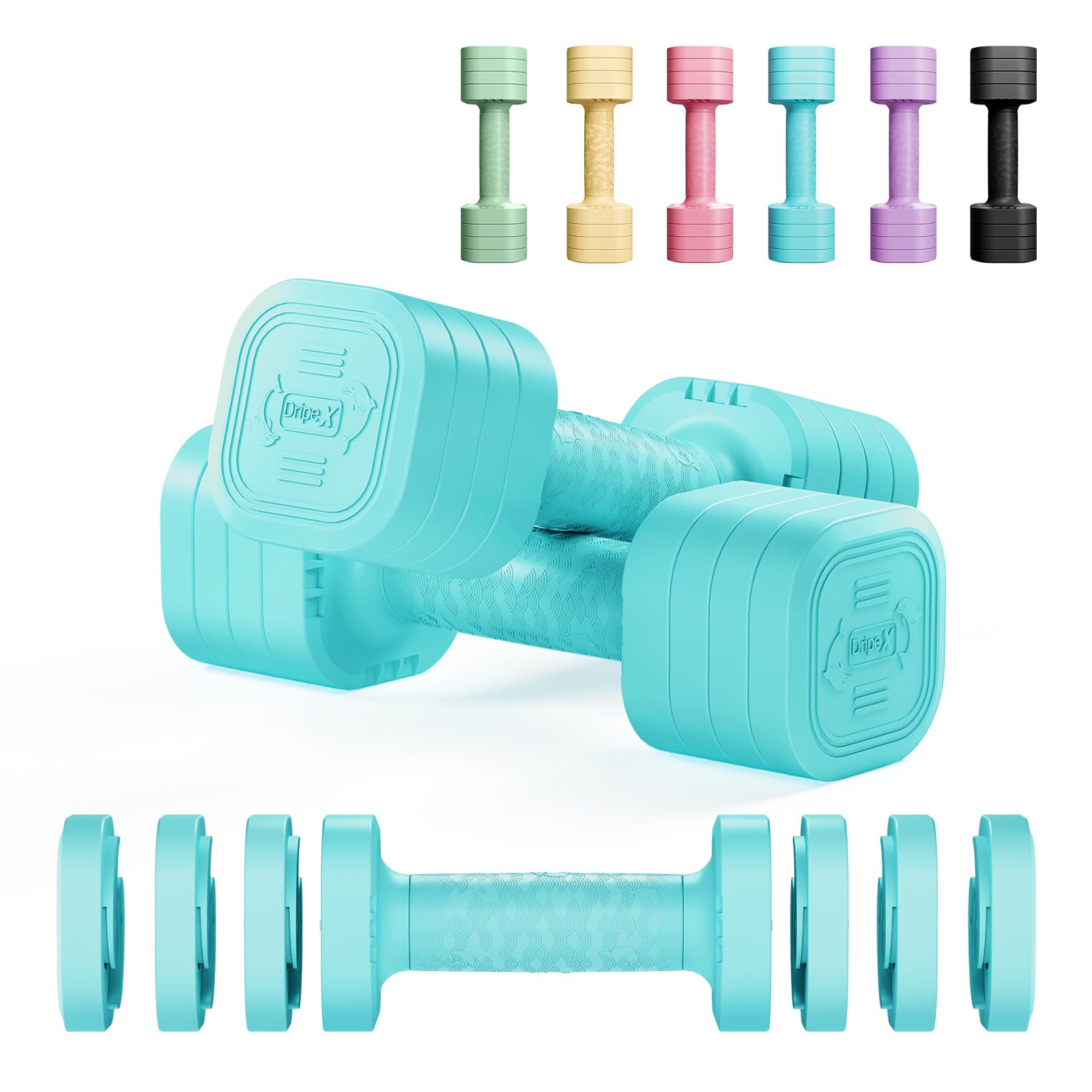 Dripex Adjustable Dumbbells Weight Set 2.5kg 5kg 10kg Dumbbell Pair, 4-in-1 Weight Dumbbells Set Women Men with Non-Slip Handle Home Gym Fitness-2.5kgX2 — image 1