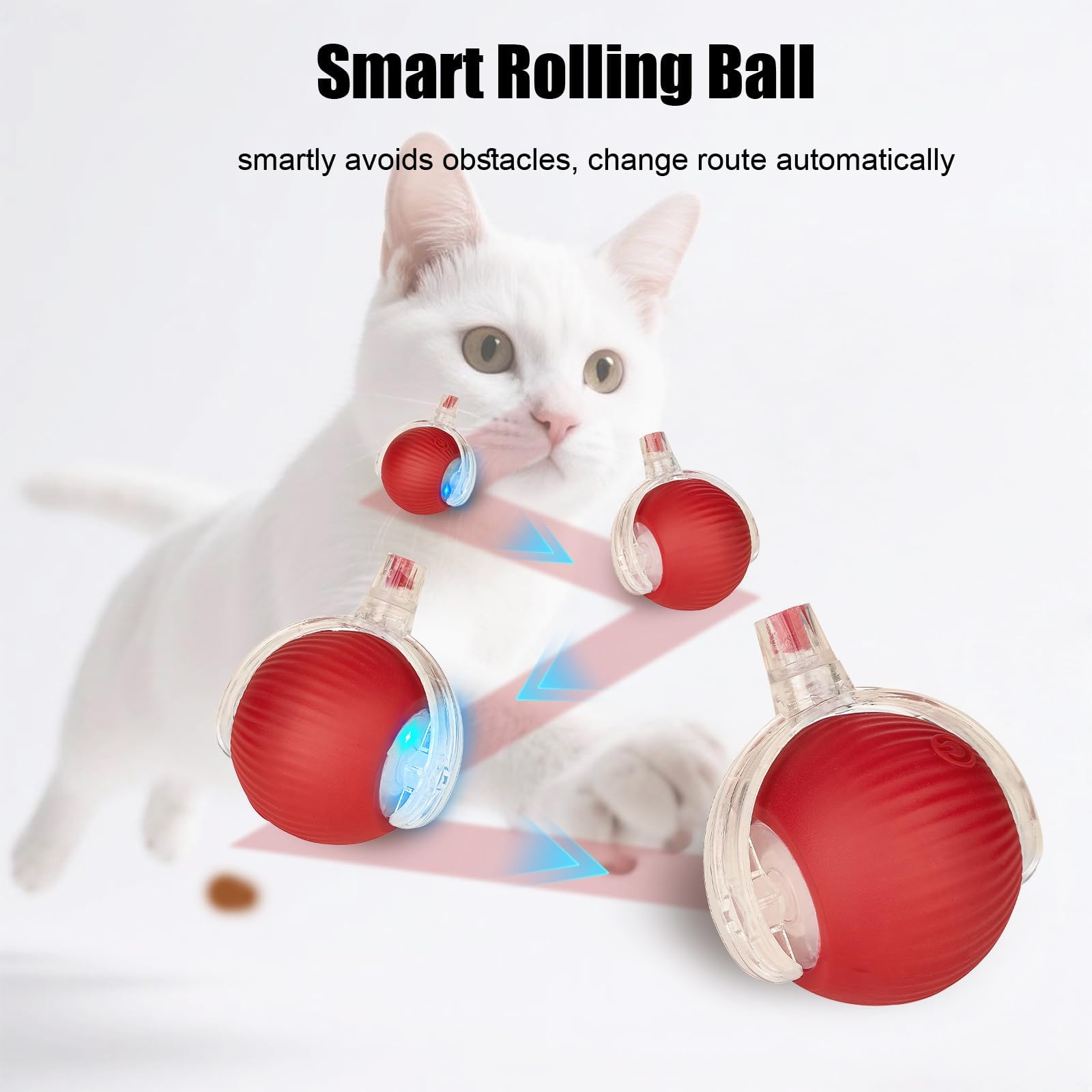 Balle interactive pour chat, rechargeable et automatique, avec queue, jouet à déplacement rapide pour chaton d'intérieur ennuyé chiot