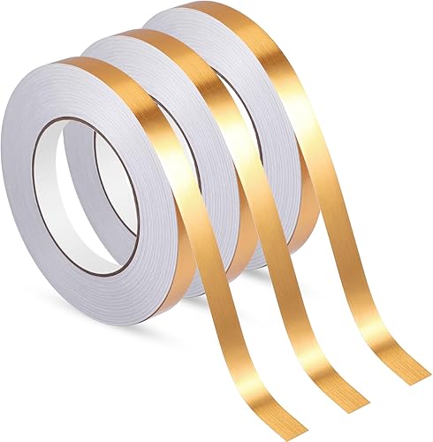 Zonon 3 rollos de cinta, cinta adhesiva de película de poliéster metalizado, cinta washi para detalles de Navidad, paredes de acento, artes gráficas