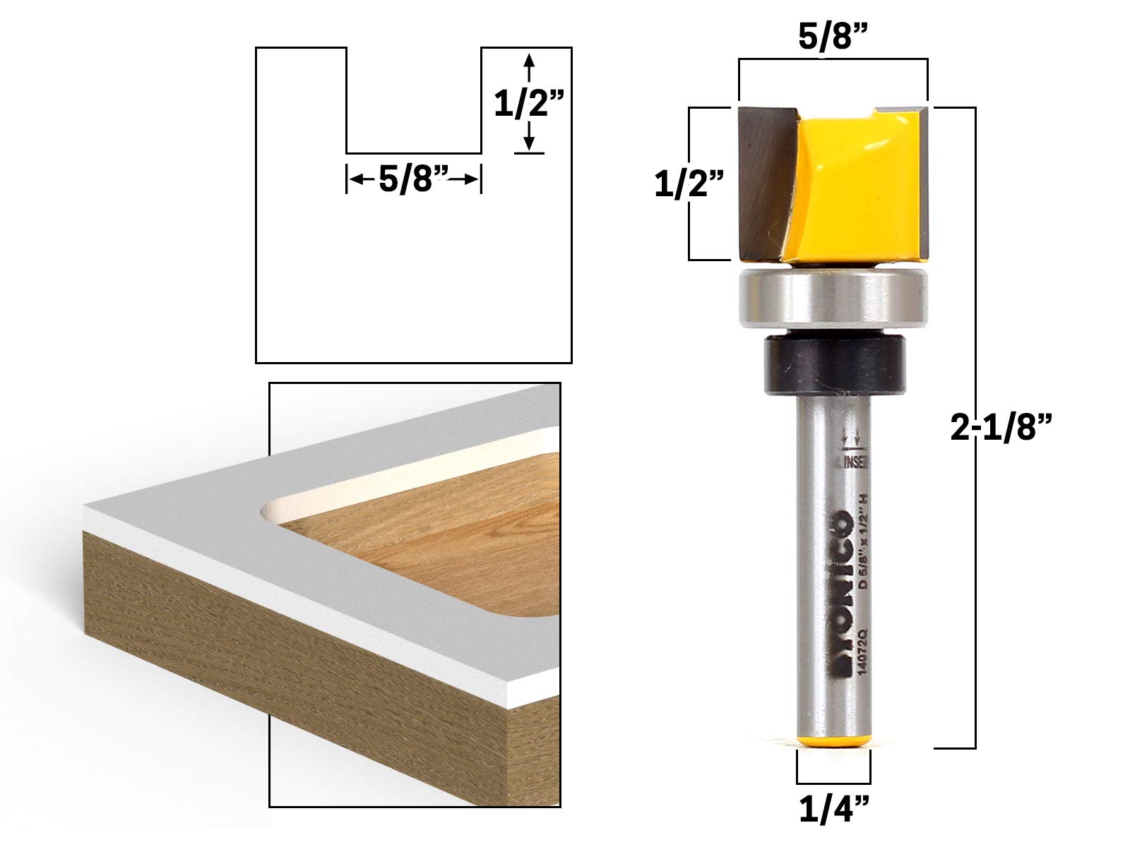 YONICO Router Bits Pattern Bit Flush Trim 5/8-Inch 1/4-Inch Shank 14072q