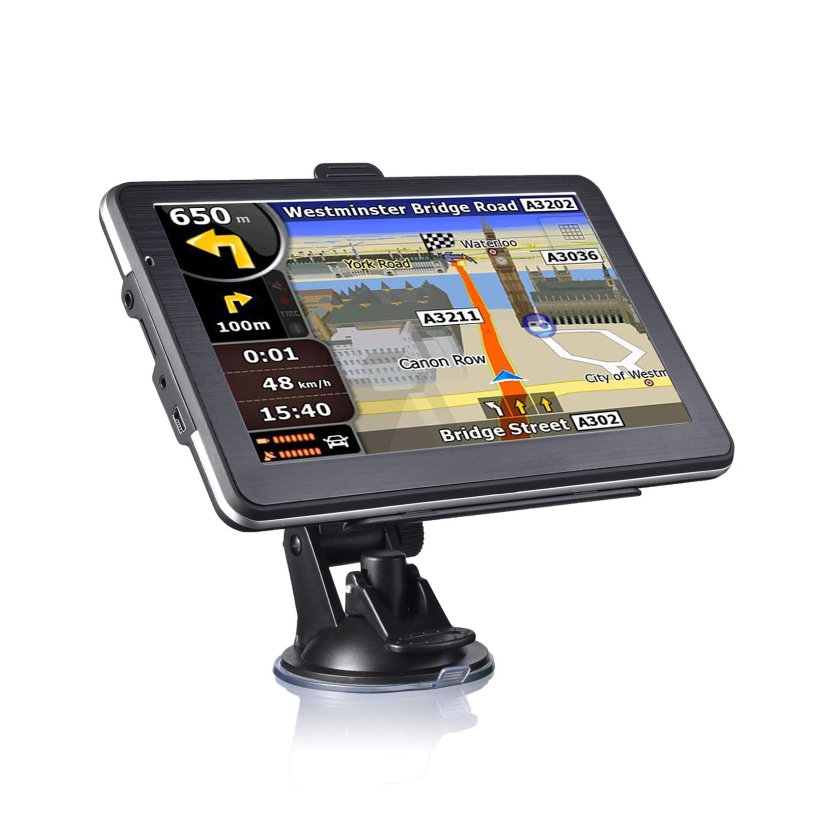 7" Hd Coche GPS Navegación 8G RAM 128-256MB FM Bluetooth Avin Mapa de Europa Sat Nav Camión GPS Navegadores GPS(128-256MBResistive)