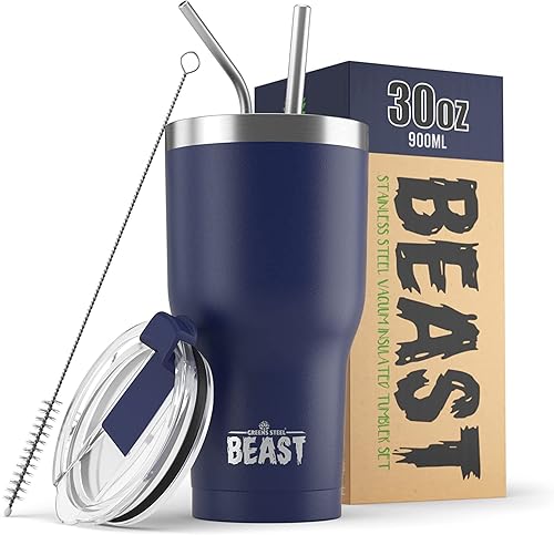 Greens Beast - Vaso de acero inoxidable con aislamiento al vacío para café taza de hielo doble pared frasco de viaje