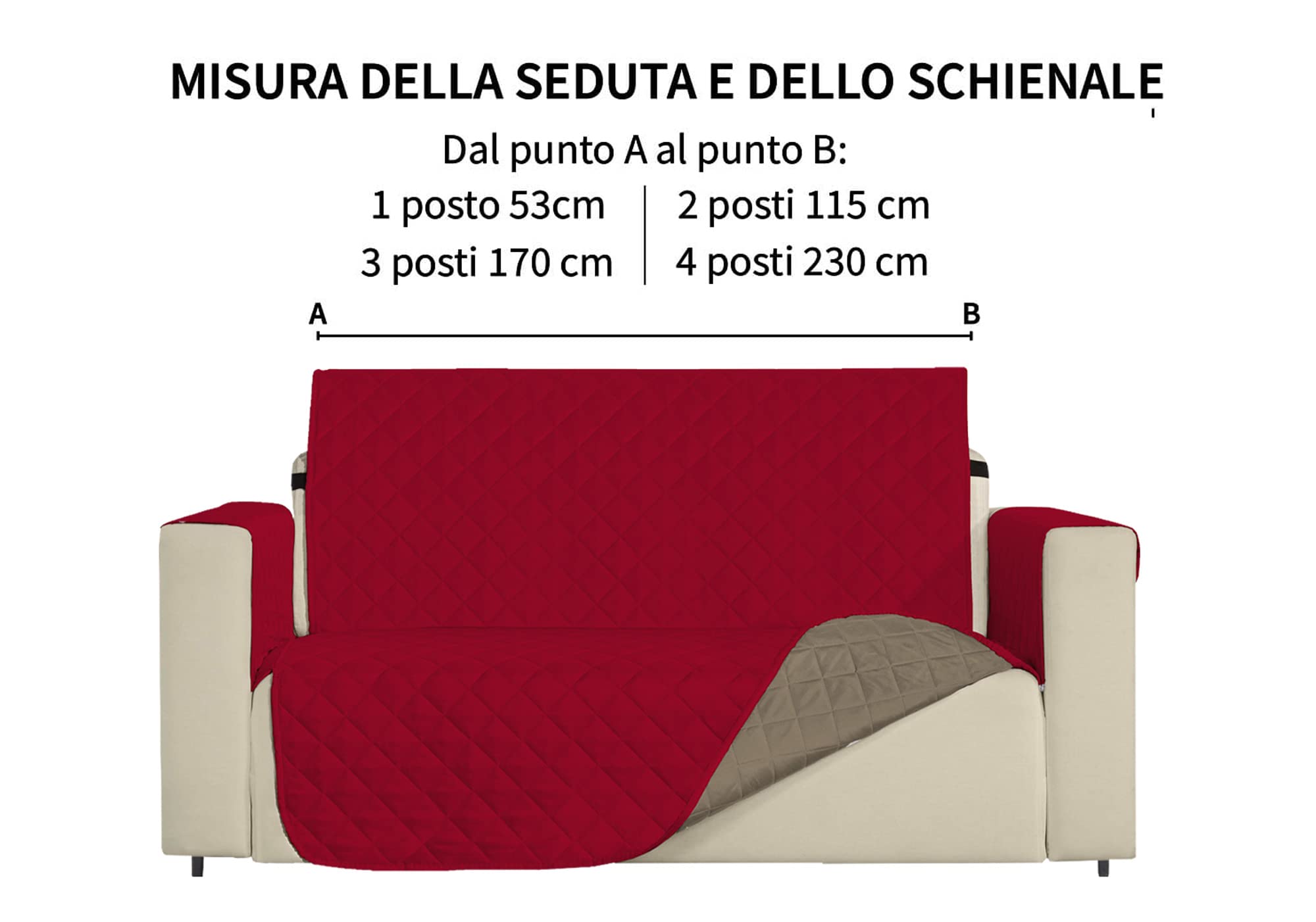 Copridivano Impermeabile Trapuntato Double Face Mod. Sofà Tortora