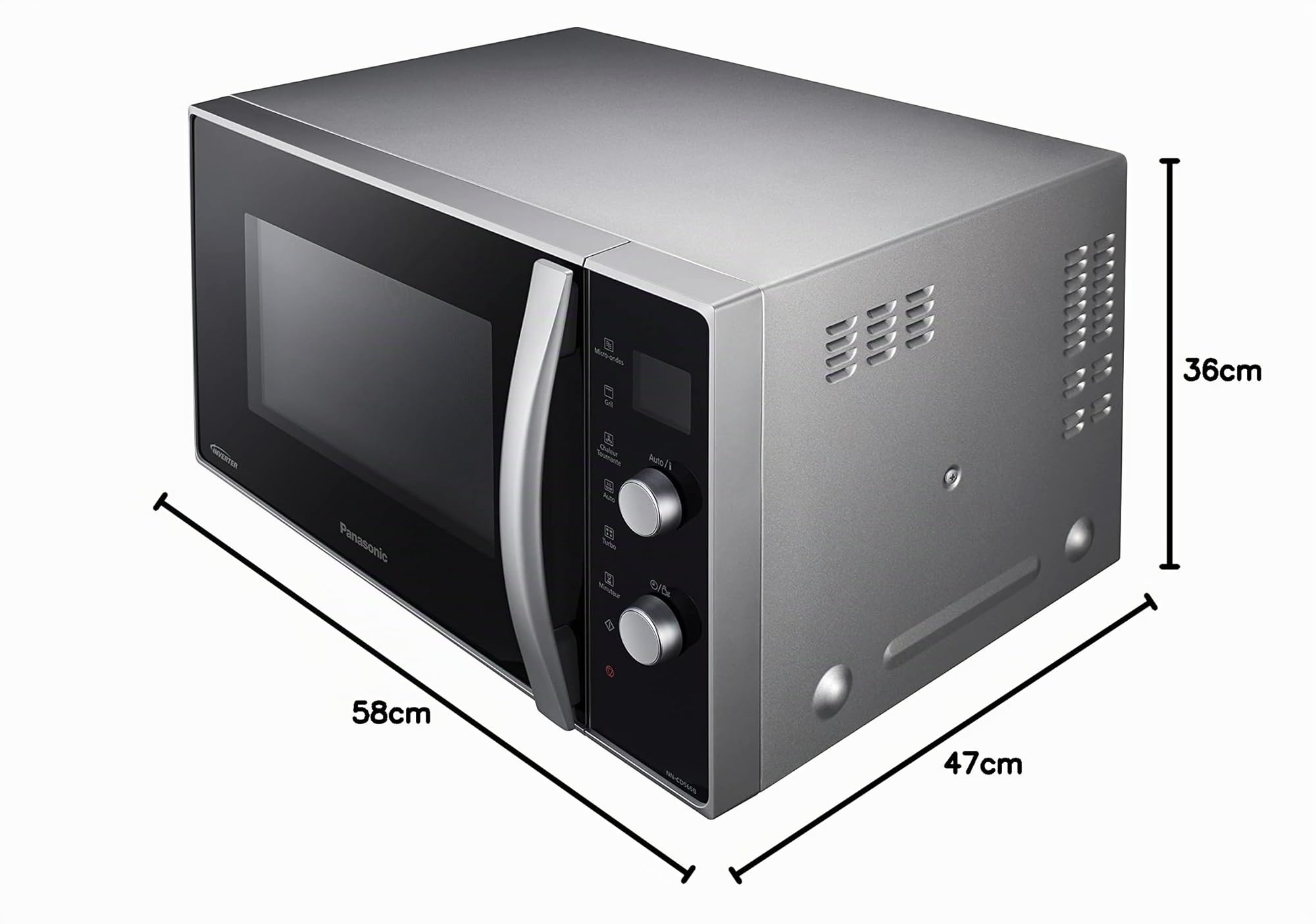 Panasonic NN-CD565BEPG - Forno 3 in 1 Combinato, 27 L, Inverter, Calore a 100-220°C, Griglia al quarzo 1300W, Microonde 1000 W, Piatto Crispy, Giradischi 34 cm, Nero - Versione FR