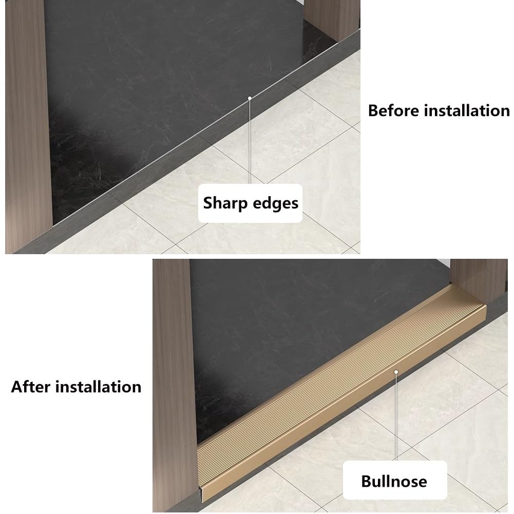 Perfil de aluminio antideslizante en forma de L para escaleras. Protector de banda de rodadura de metal para escaleras seguras, acabado gris y elegante, perfecto para uso doméstico y comercial