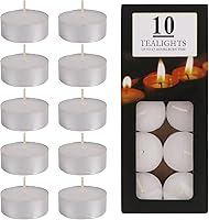 Vista 1 de 10 Pack Tealight Candles Smokeless Unscented Small Tea Lights Candles Bulk 4.5 Hours Burn Time Dripless Paraffin Tea Candles for Shabbat, Weddings