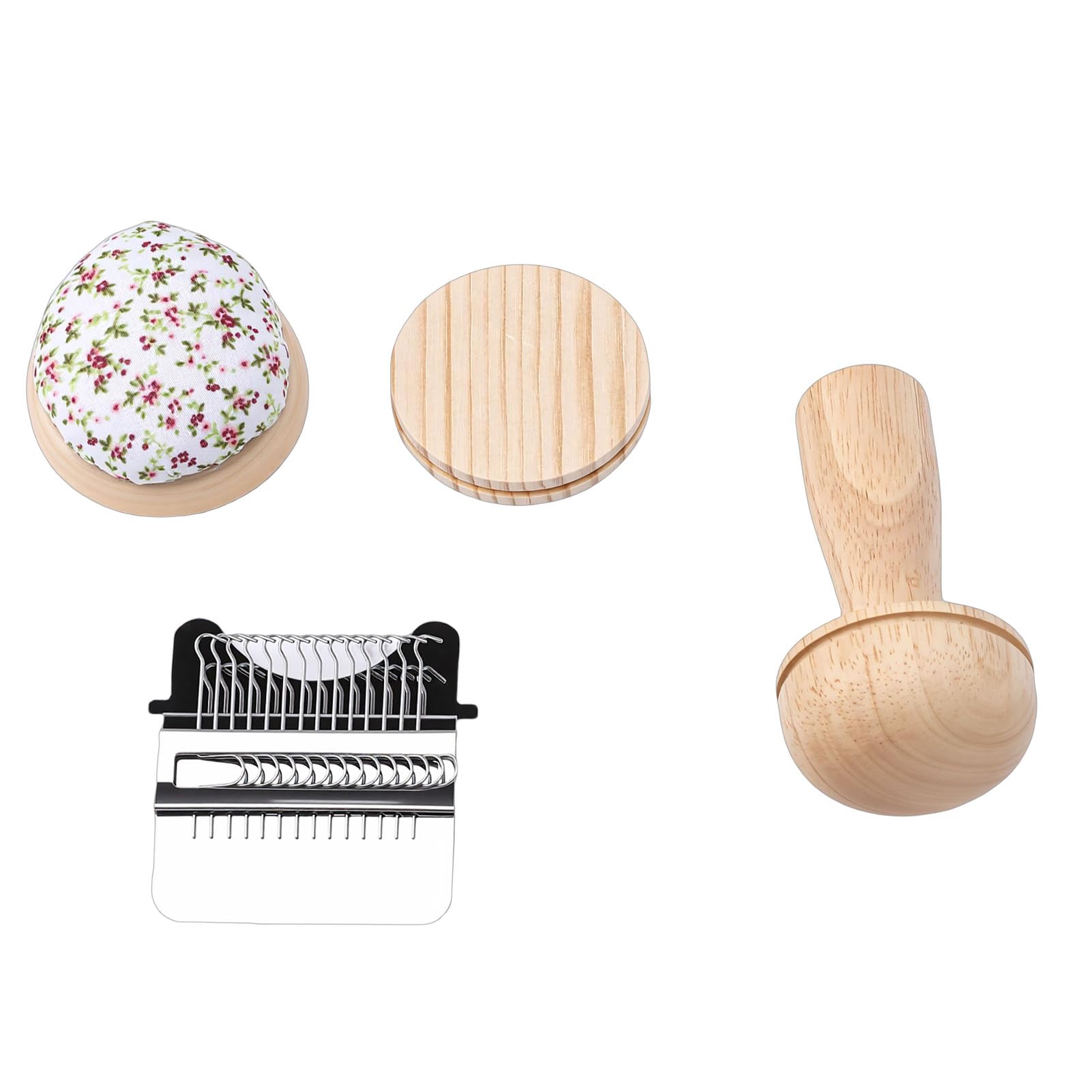 Wakects Mini Kit de Herramientas para Zurcir, Herramienta de Reparación de Tejido de Madera de Haya con 50 Hilos y 12 Agujas, Fácil Reparación de Telas para Calcetines, Suéteres, Ropa, Artesanos