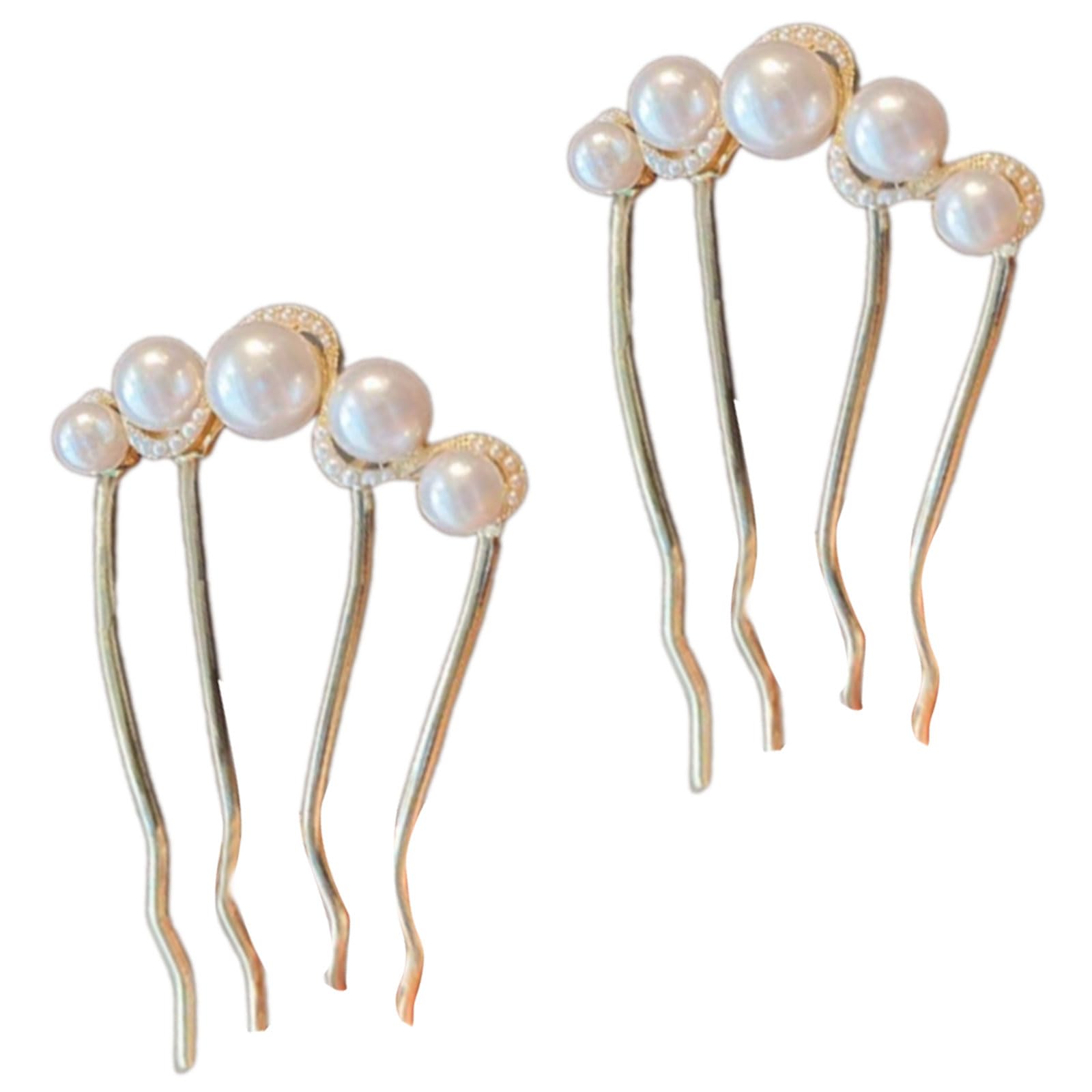 YUXITA Vintage French Imitation Pearls U Shaped Hair Pins For Women Nonslip Hairpin Secure Grip Side Comb for Bridal Hair