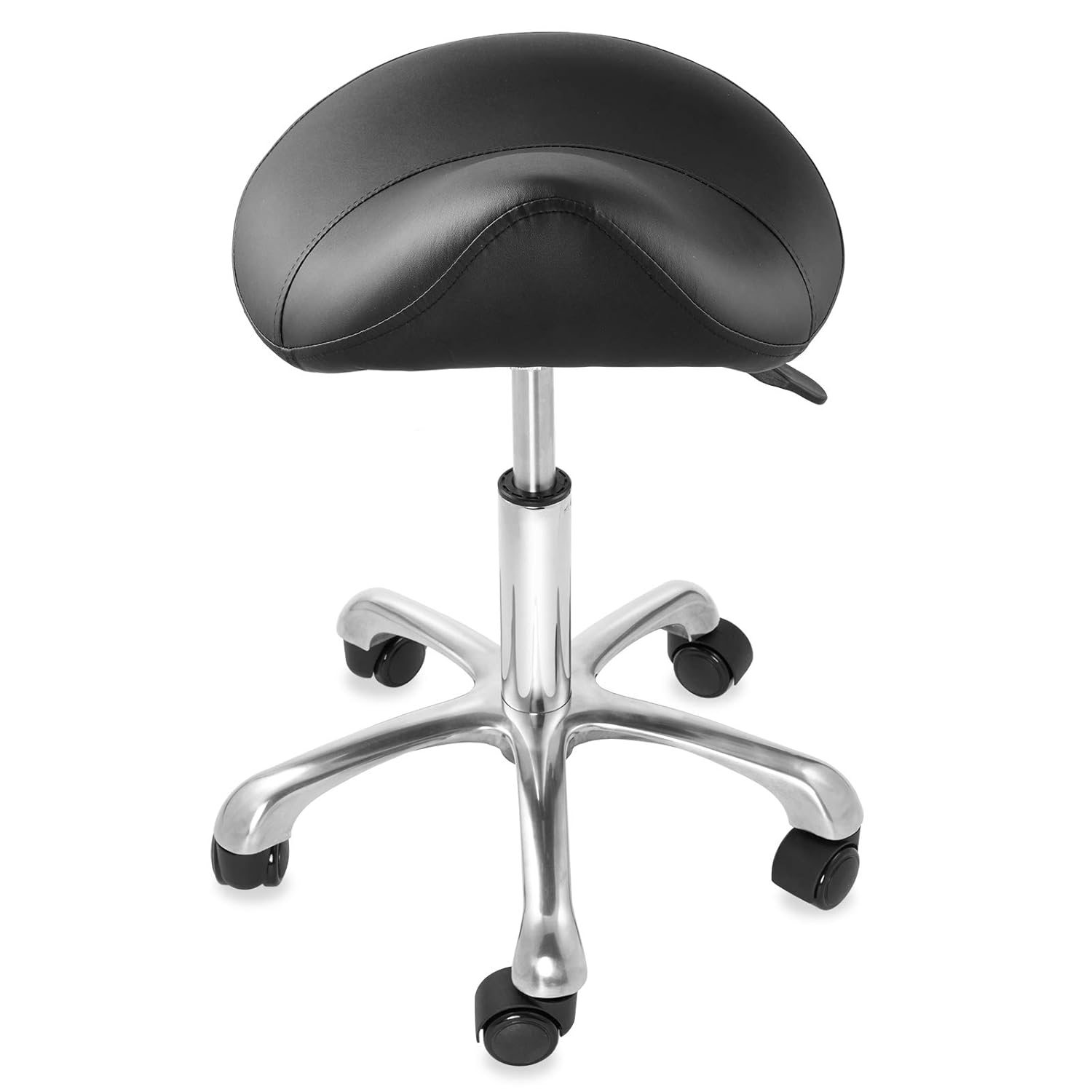 Saloniture Professional Ergonomic Saddle Stool, Black - Adjustable Hydraulic Seat, Rolling Spa Salon, Massage, and Medical Office Chair with Swivel Wheels : Beauty & Personal Care