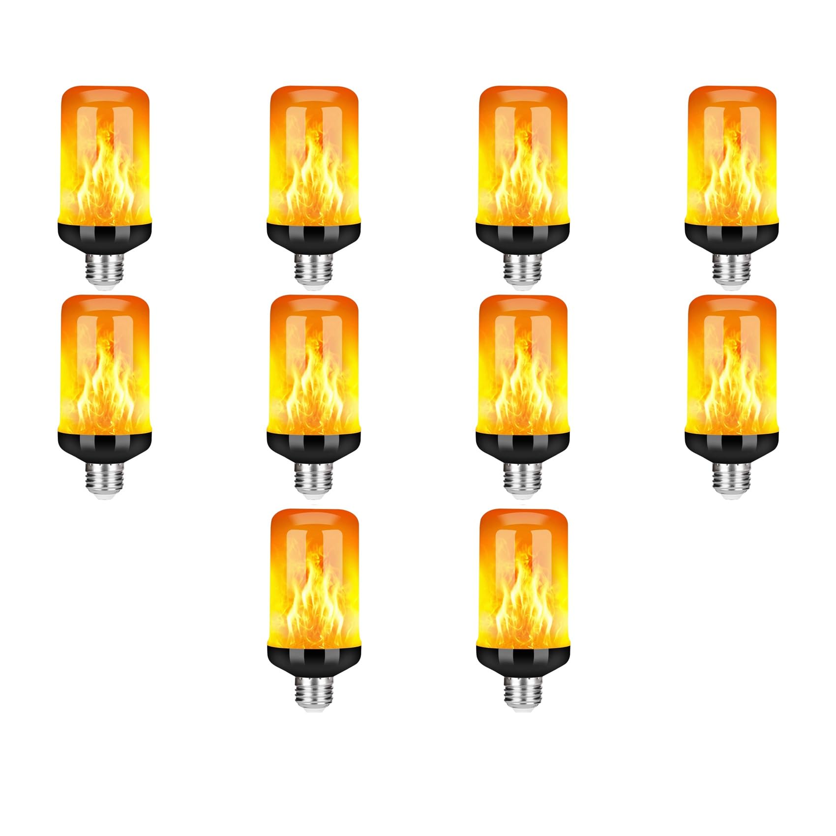 Uikdjgu 10X LED Flame Effect Light Bulb E27,Decorative Flickering Realistic Fire Lights Bulb,Festival Decoration Lamp,Black-B