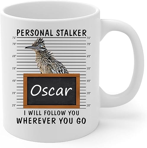 Miniatura 2 de Lovesout Personal Stalker I Will Follow You Roadrunner - Taza de café con nombre personalizado, taza de cerámica blanca, 11 onzas