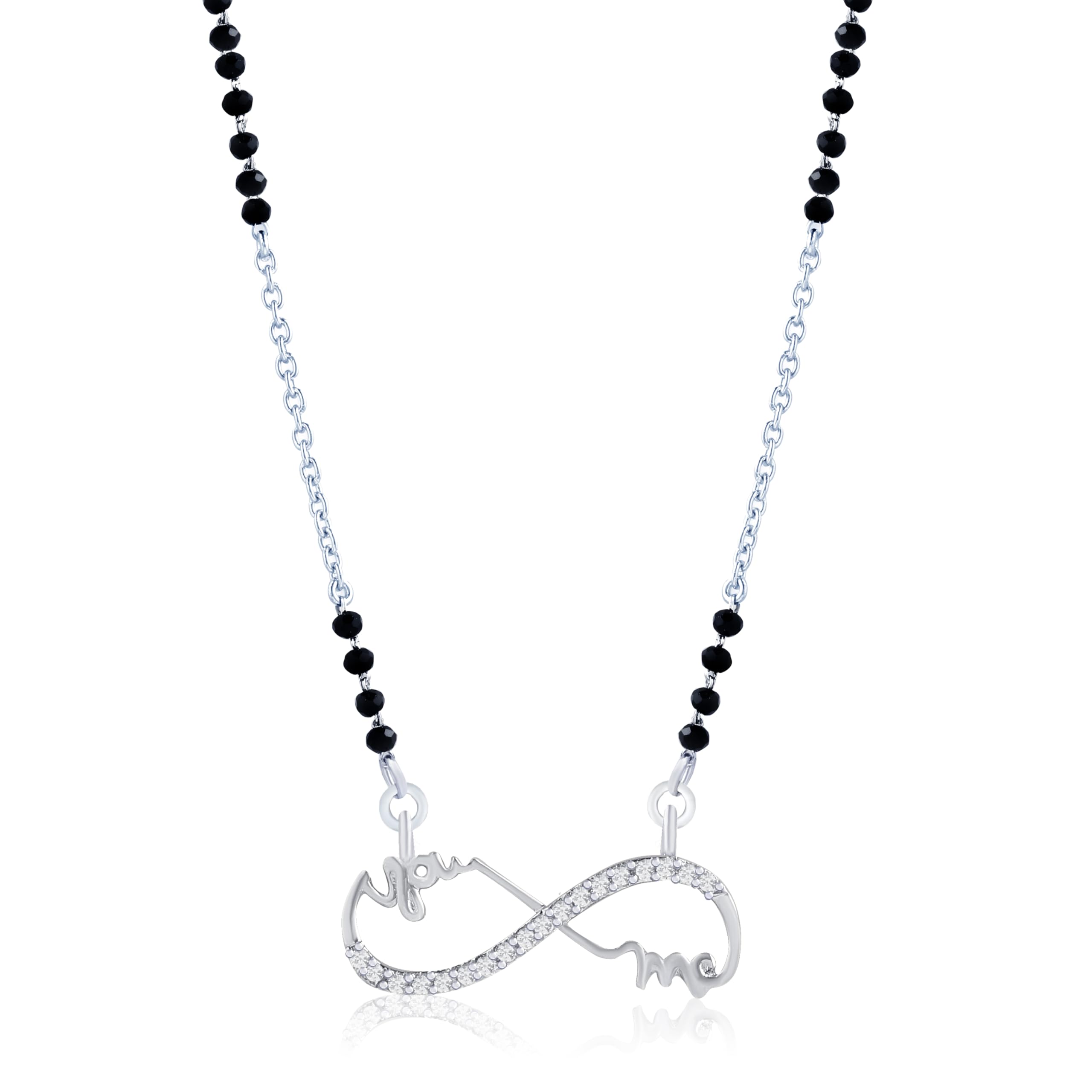 NEMICHAND JEWELS Sterling Silver Infinity You & Me Mangalsutra Bead Necklace with Certificate of Authenticity and 925 Stamp (B0CST4FZ4J) Amazon Price History, Amazon Price Tracker