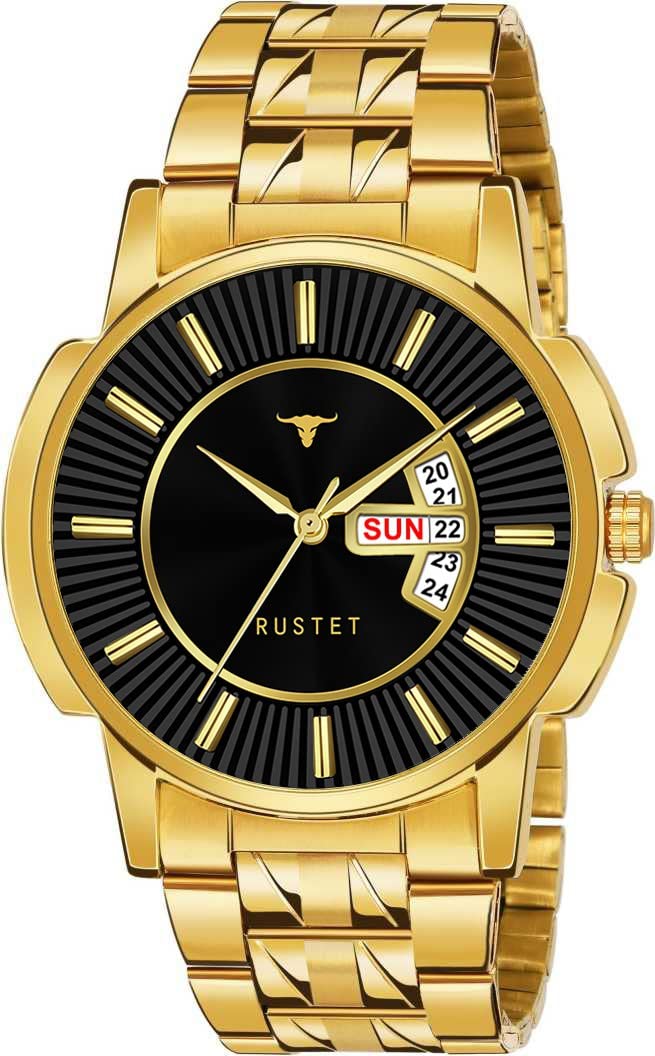 RUSTET Analogue Waterproof RSTET-7008 ORIGINAL GOLD PLATED DAY & DATE FUNCTIONING WATCH for BOYS Wrist Watch (Black) (B0B46BPSKD) Amazon Price History, Amazon Price Tracker
