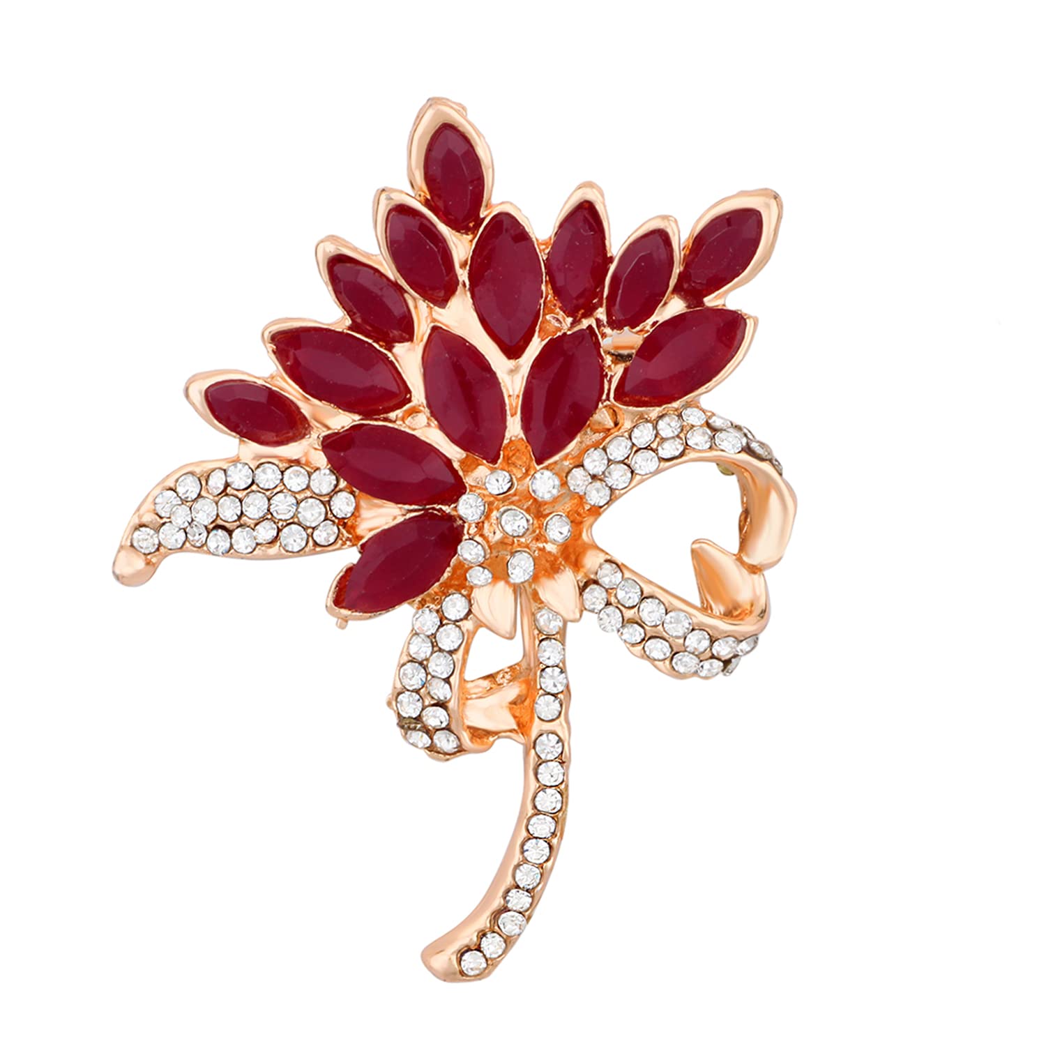 Mahi Rose Gold Plated Trendy Floral Maroon Crystals Brooch for girls and women (BP1101065ZMar) (B0B1MXKJ67) Amazon Price History, Amazon Price Tracker