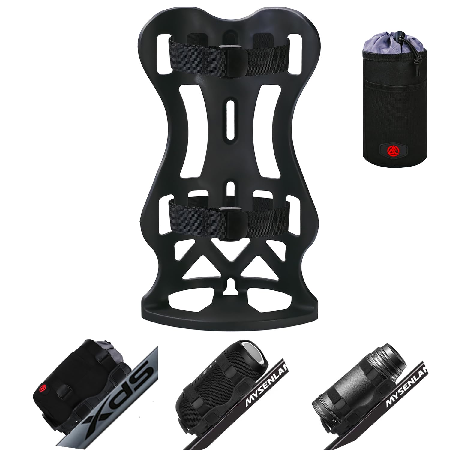 Universal Bike Cup Holder Set - Water Bottle Holder for Bike, Scooter, Wheelchair, Big Capacity Thermal Bag with Mesh Pocket for Water Bottle (with