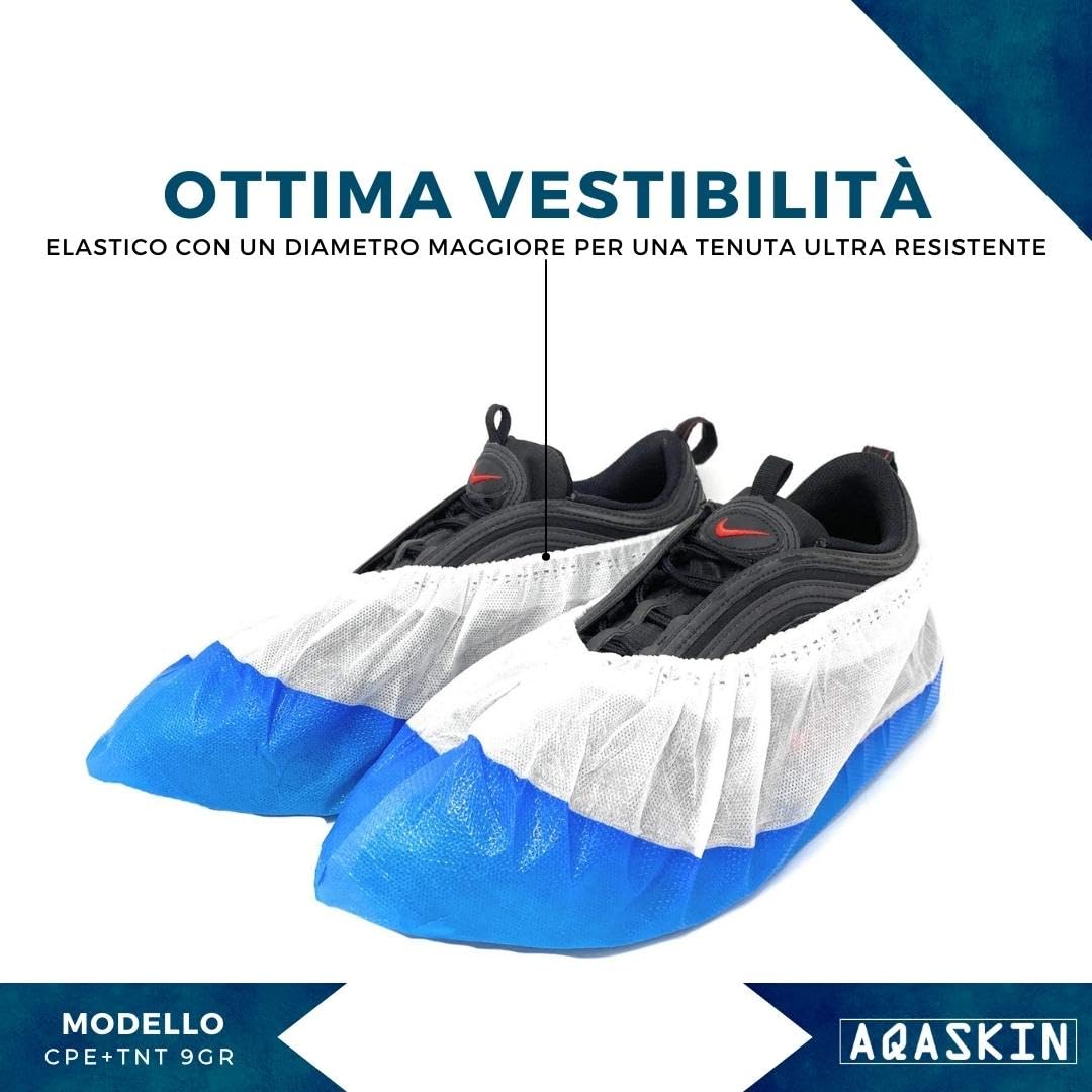 Copriscarpe Monouso Impermeabili Extra Resistenti Suola Goffrata CPE TNT 100 pz