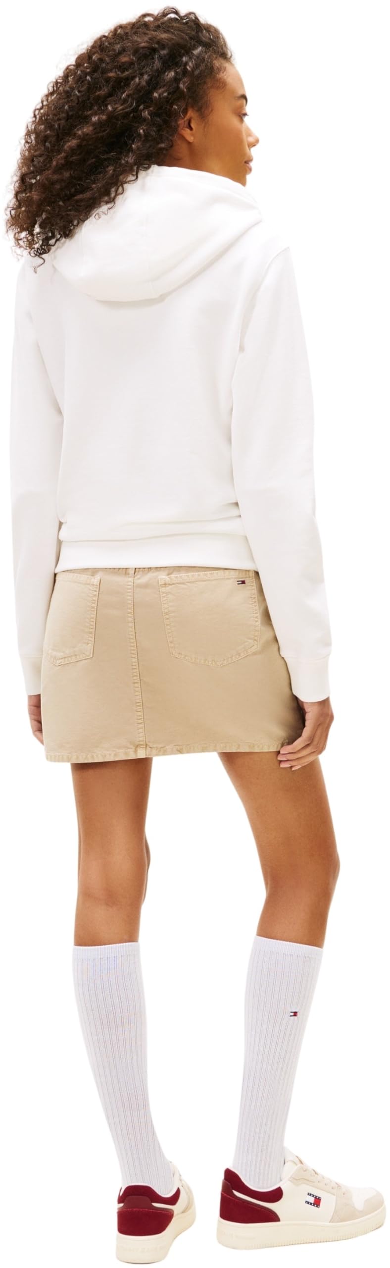 Tommy Jeans Donna Felpa con Cappuccio Regular Fit con Tasca a Marsupio, Bianco (Ecru), 2XL